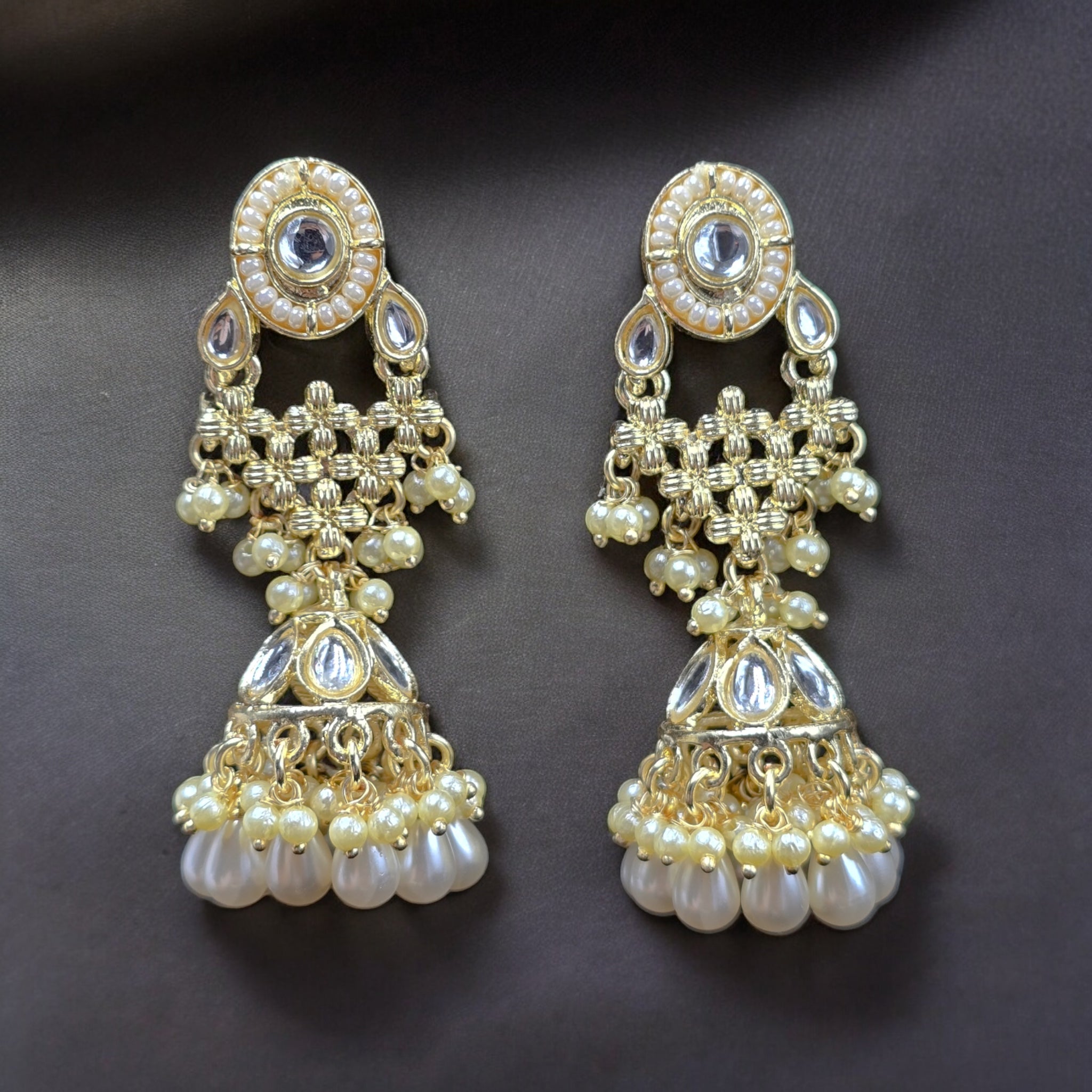 White Pearl Indo-Western Earrings