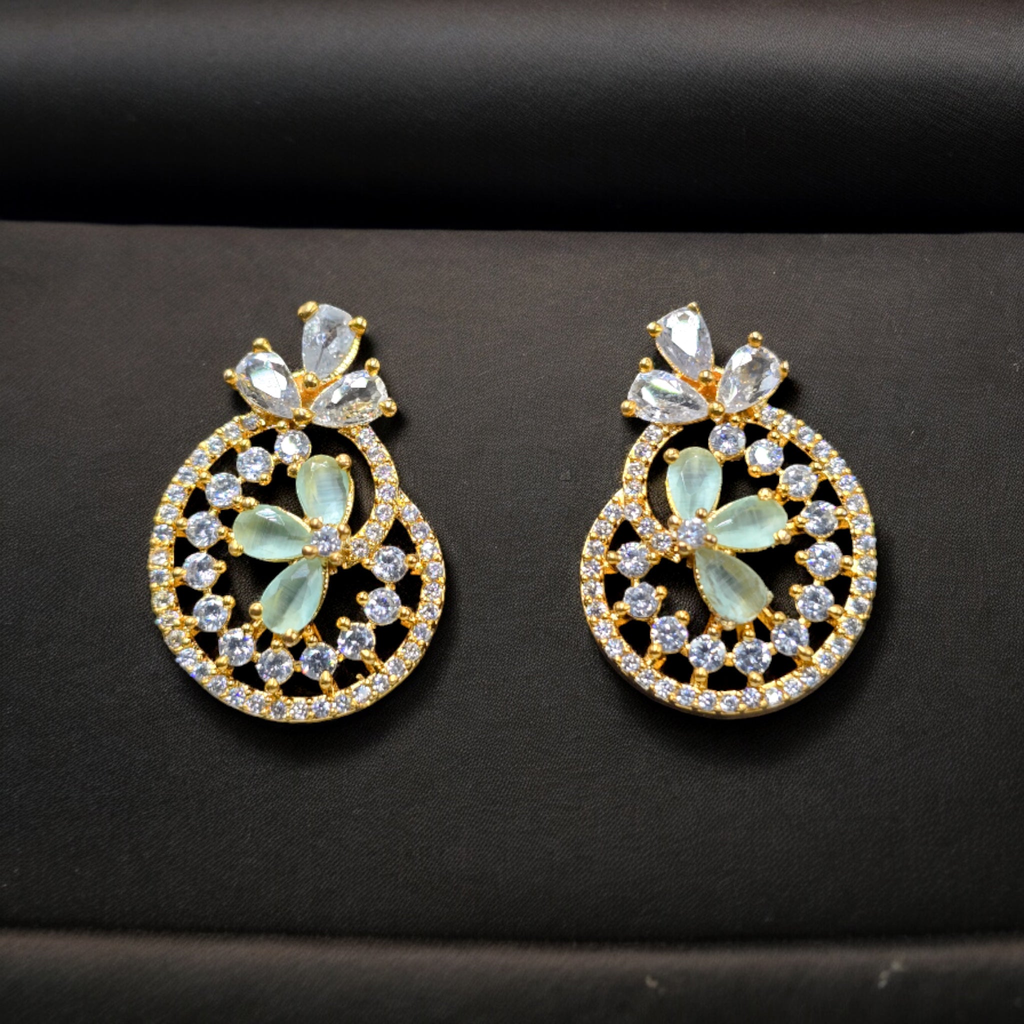 FW Gold Plated Pastel Green Zirconia Stud