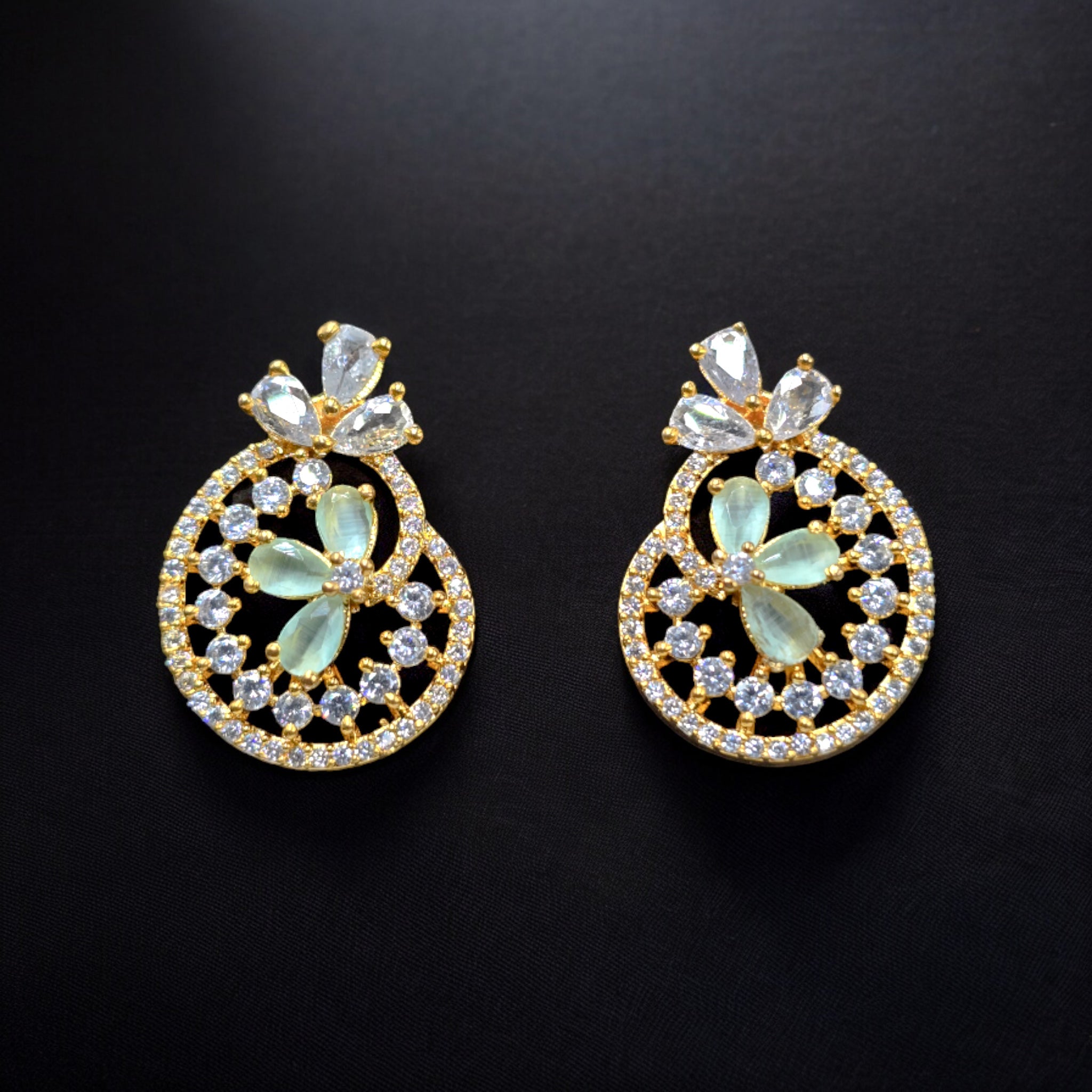 FW Gold Plated Pastel Green Zirconia Stud