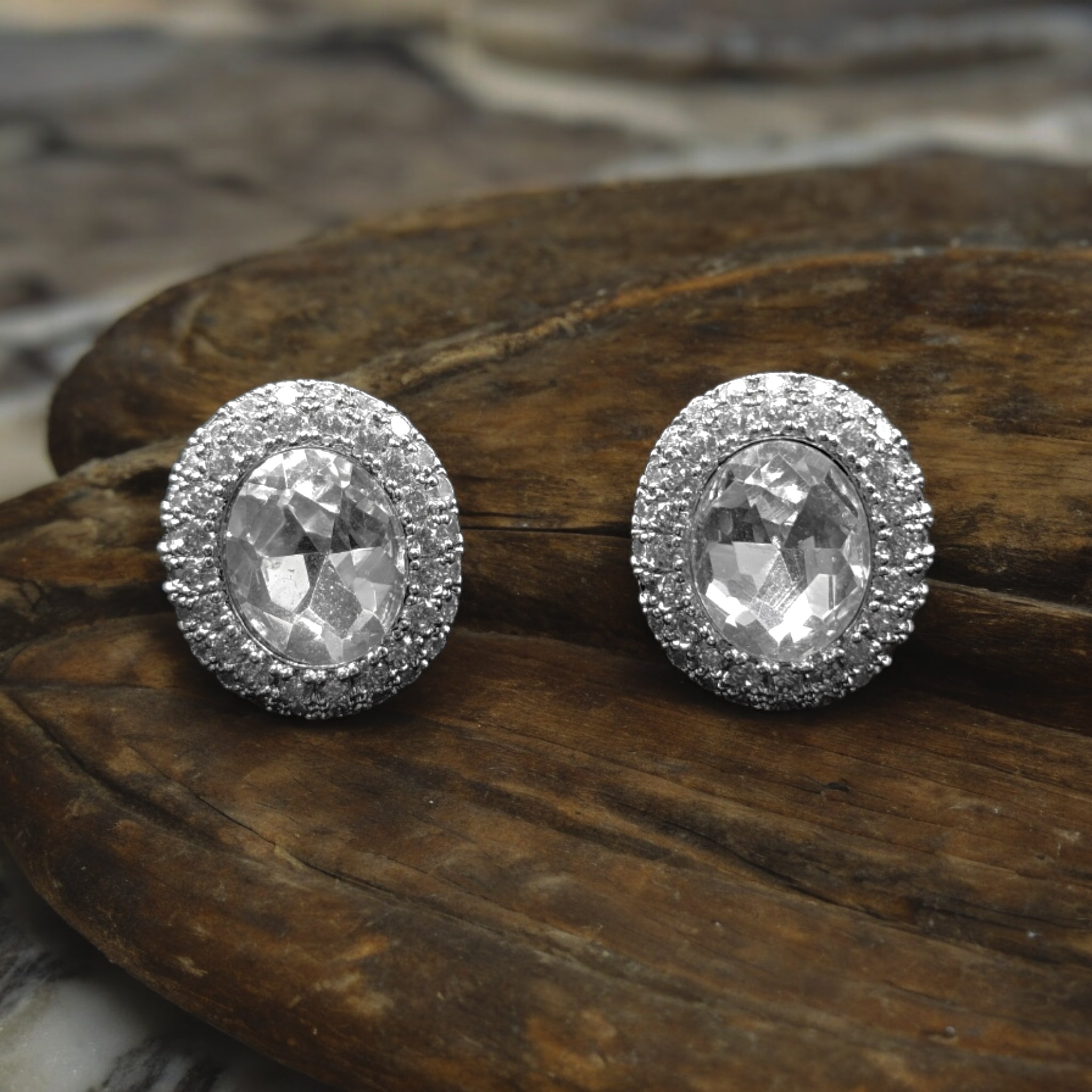 FW Rhodium Plated CZ Studs