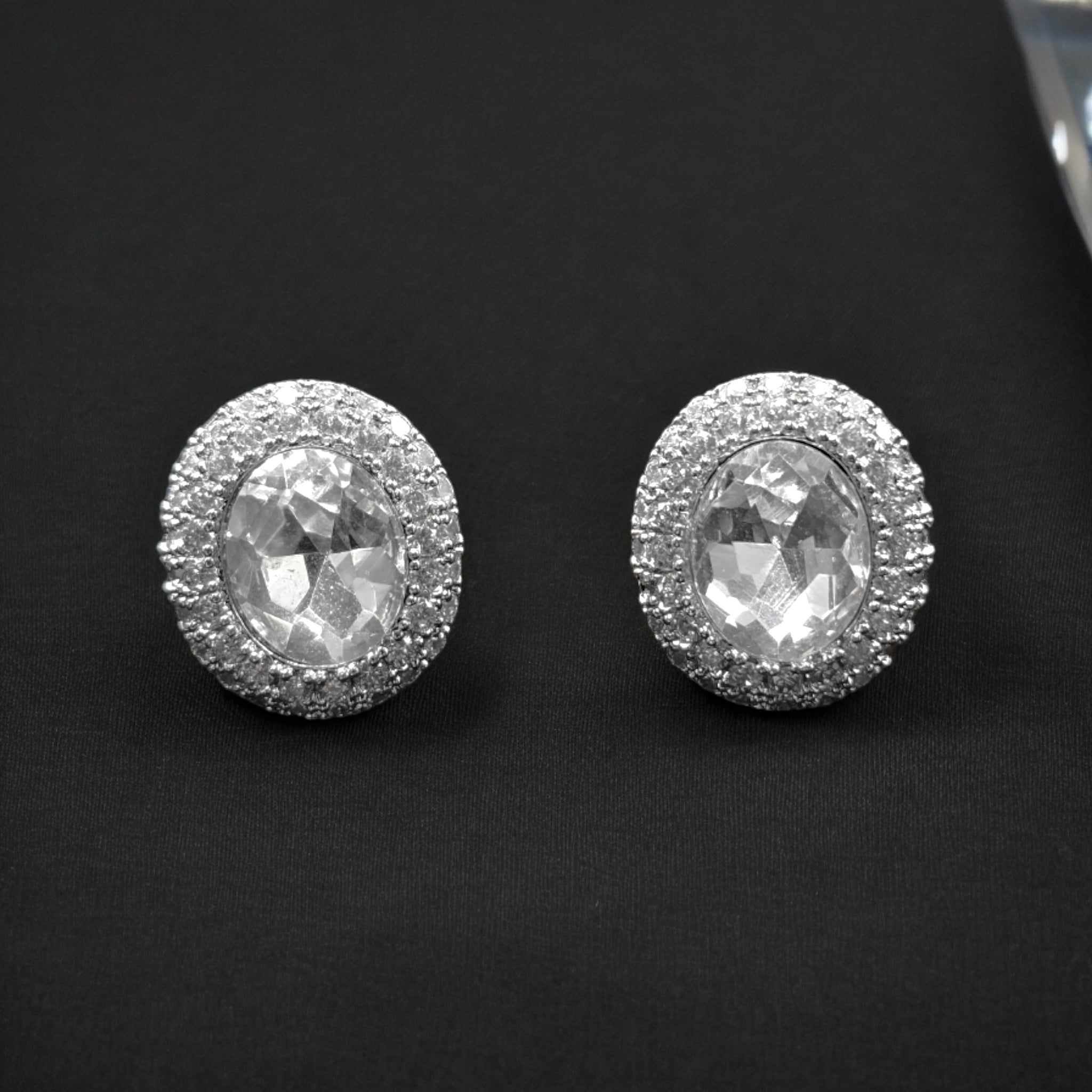 FW Rhodium Plated CZ Studs