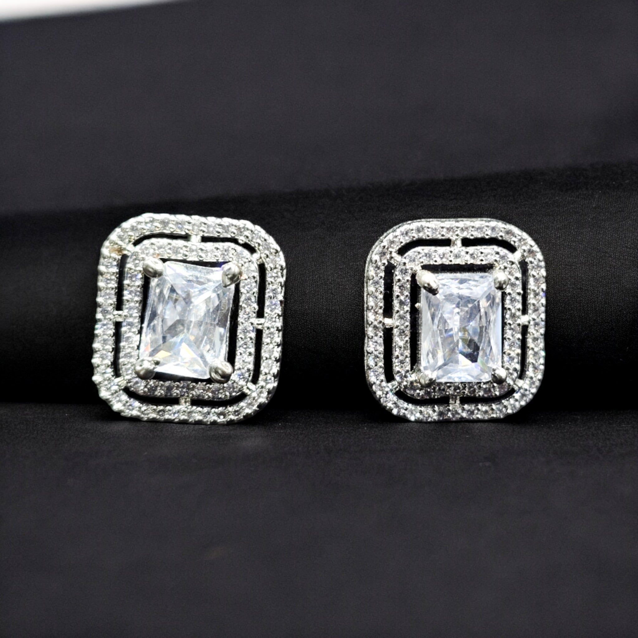 FW Rhodium Plated CZ Studs