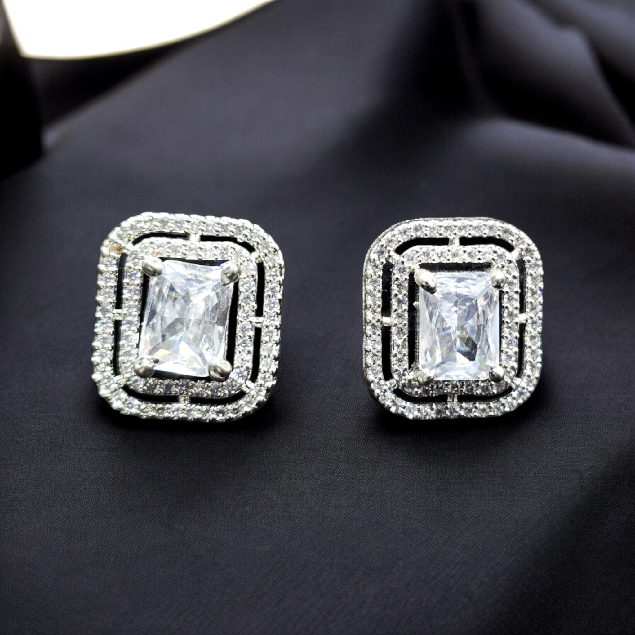 FW Rhodium Plated CZ Studs