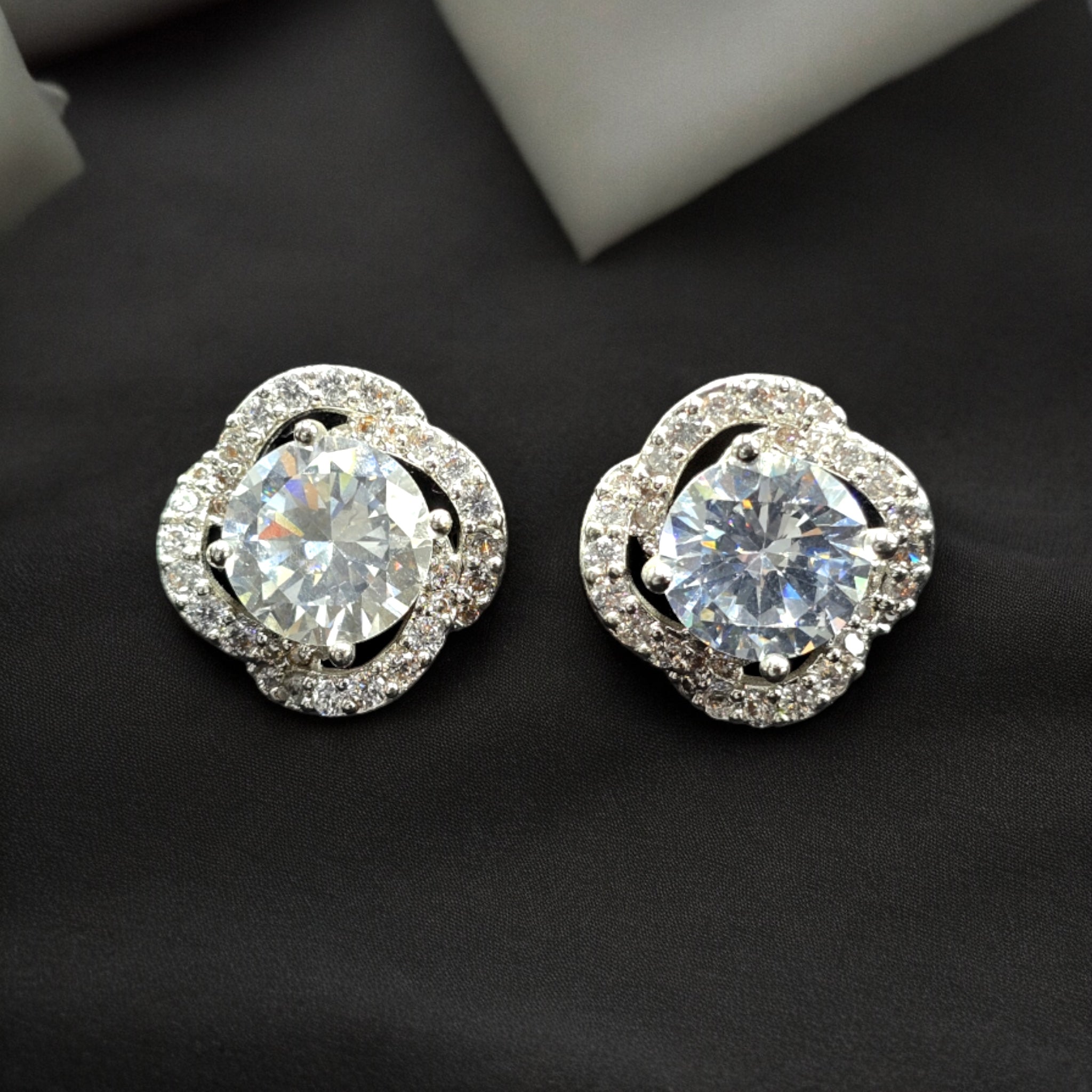 Rhodium Plated Zirconia  Studs