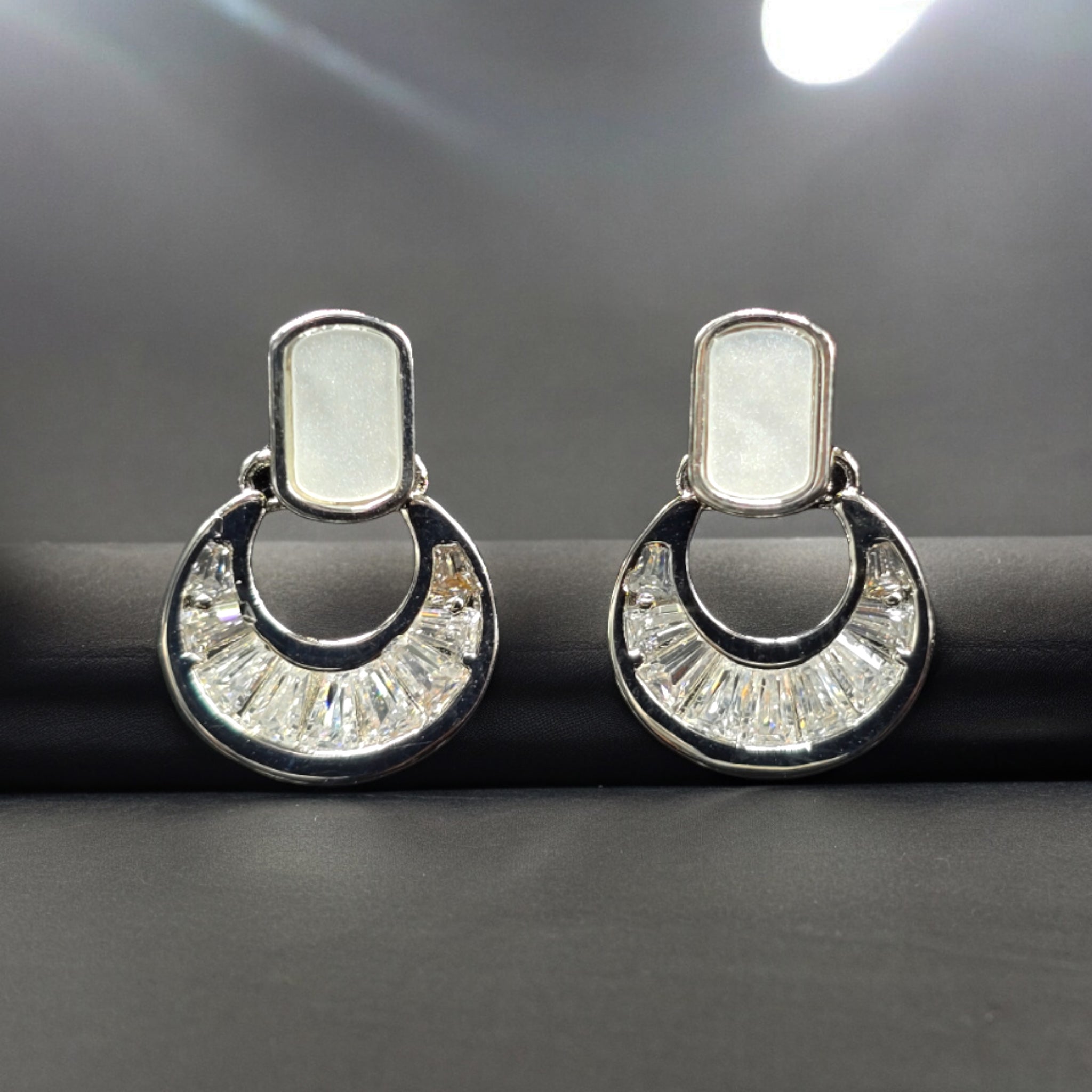 FW Rhodium Plated CZ Studs