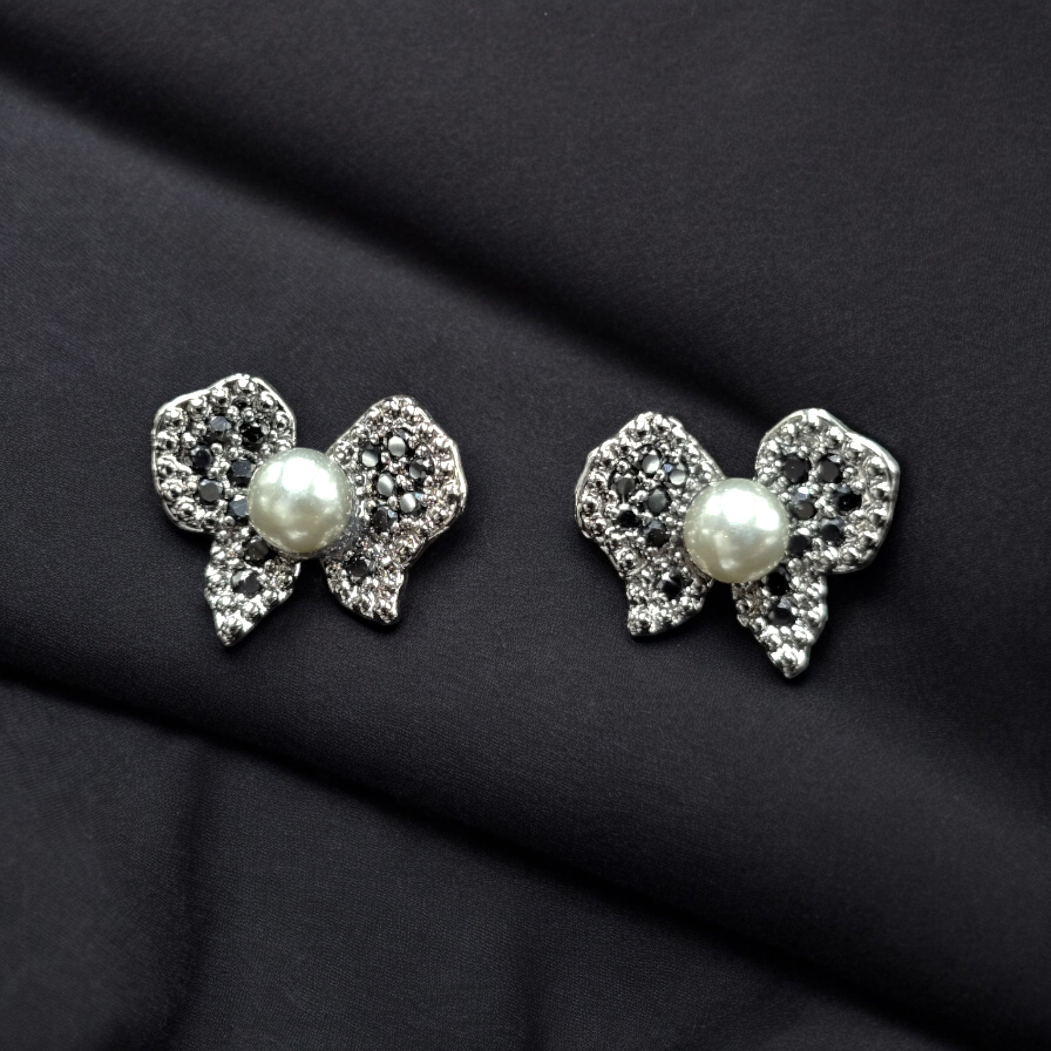 FW Black Stones Butterfly Stud