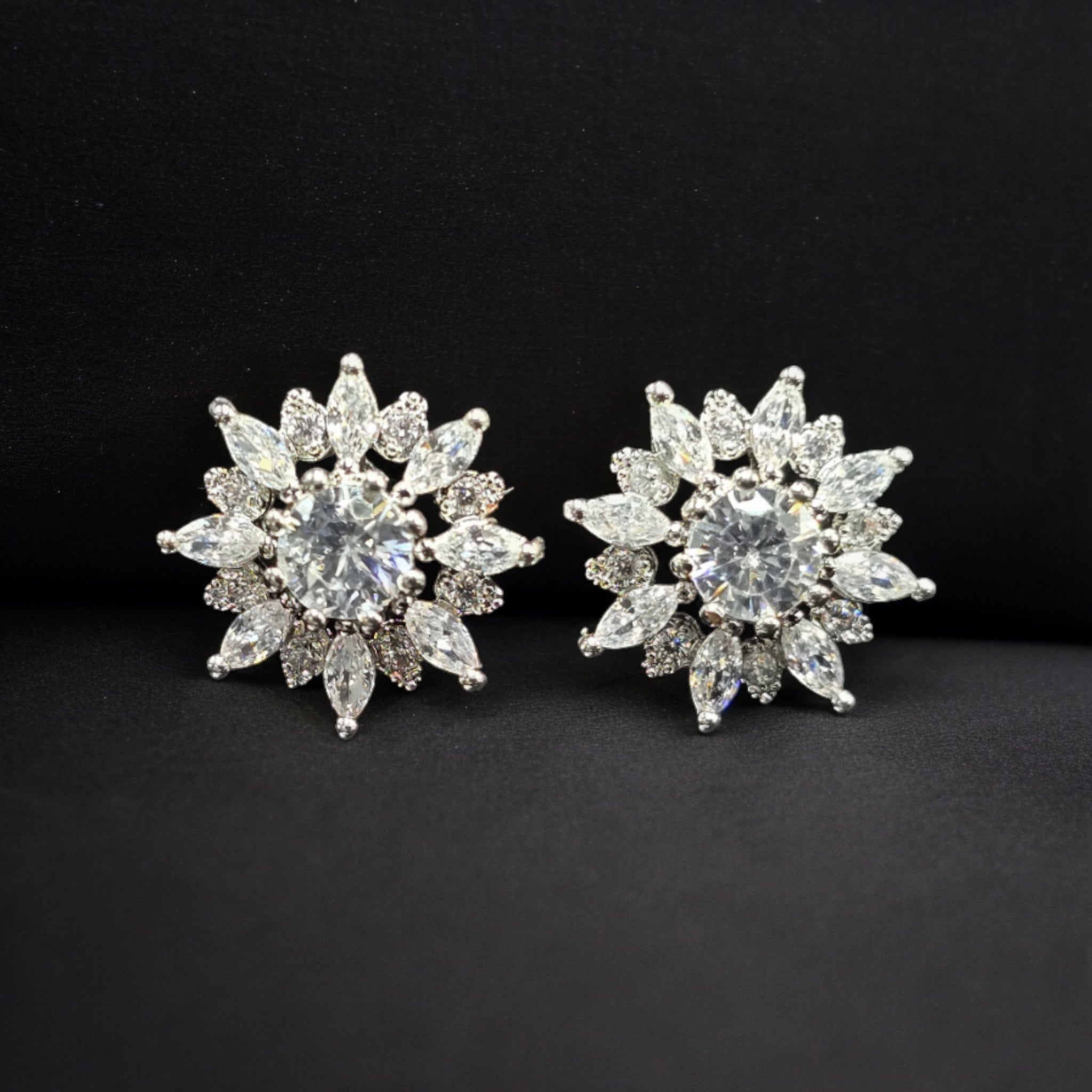 FW Rhodium Plated CZ Studs