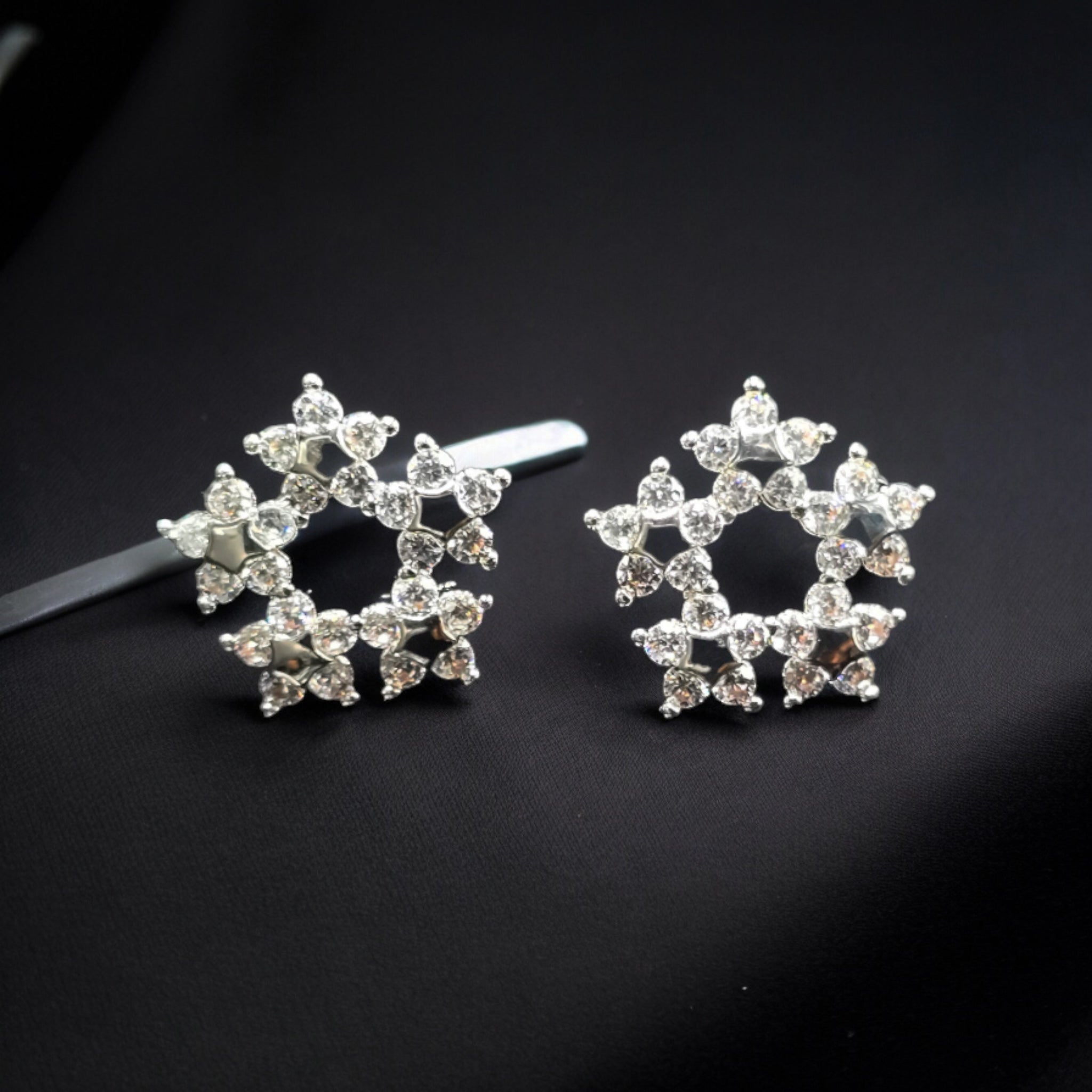 FW Rhodium Plated CZ Studs