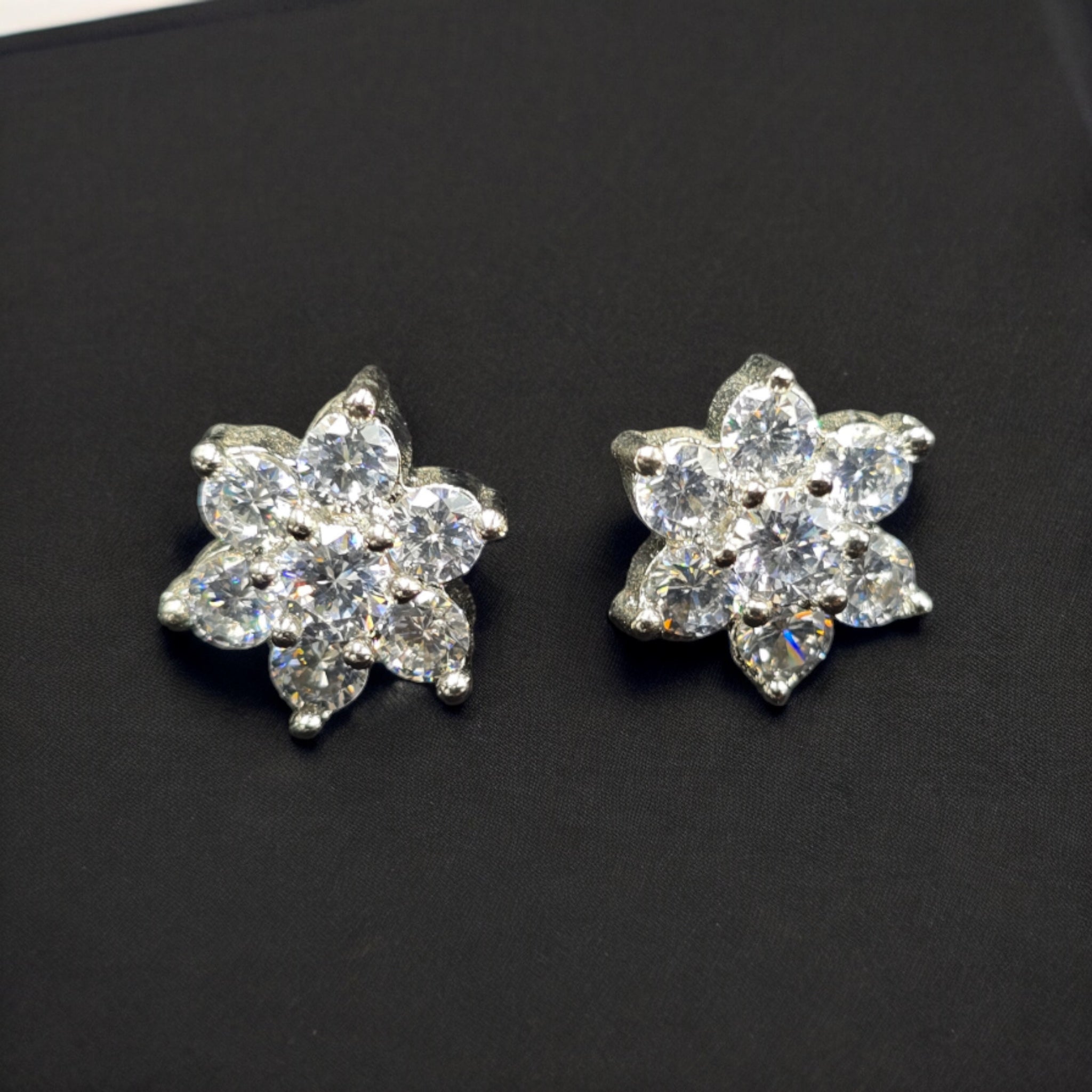 FW Rhodium Plated CZ Studs