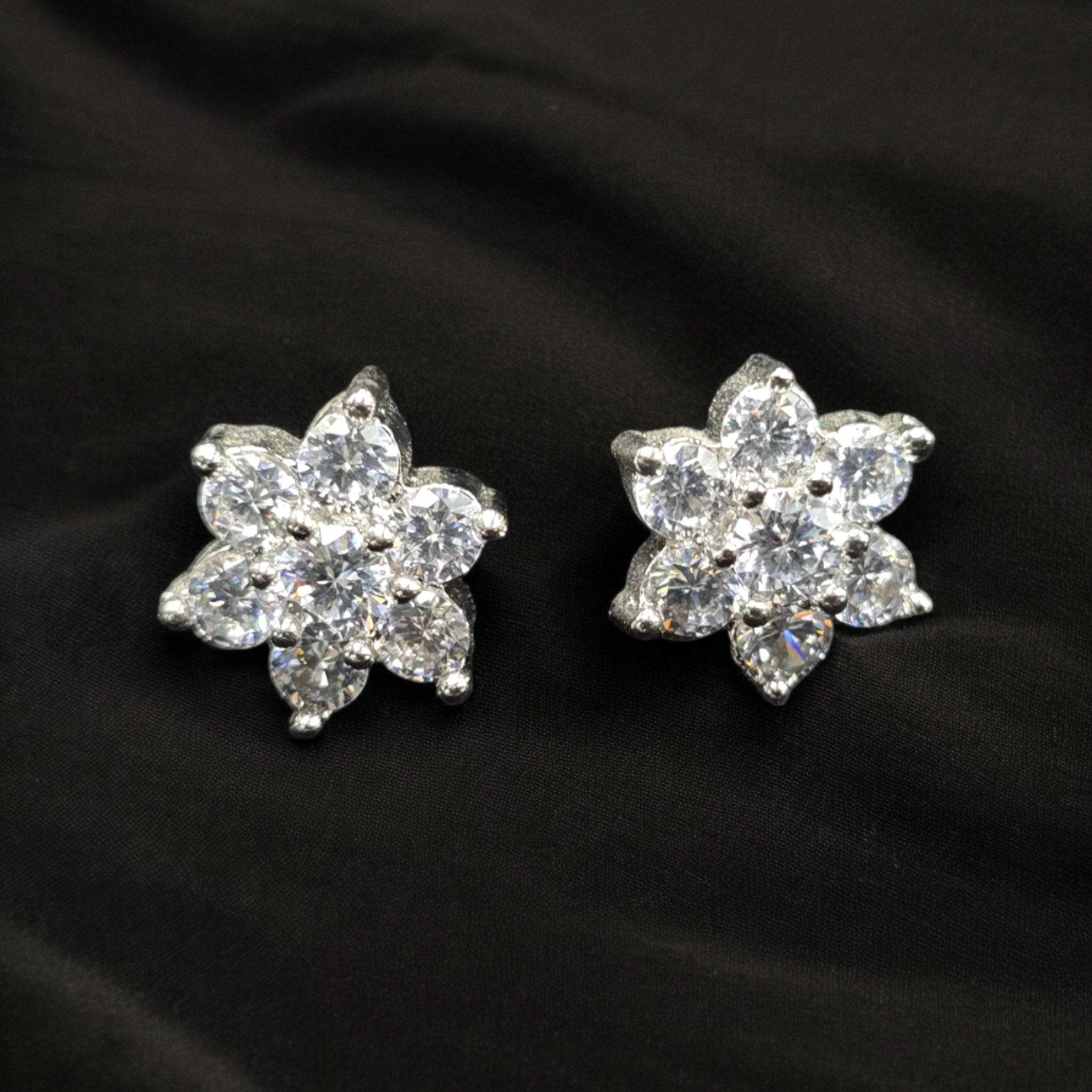 FW Rhodium Plated CZ Studs