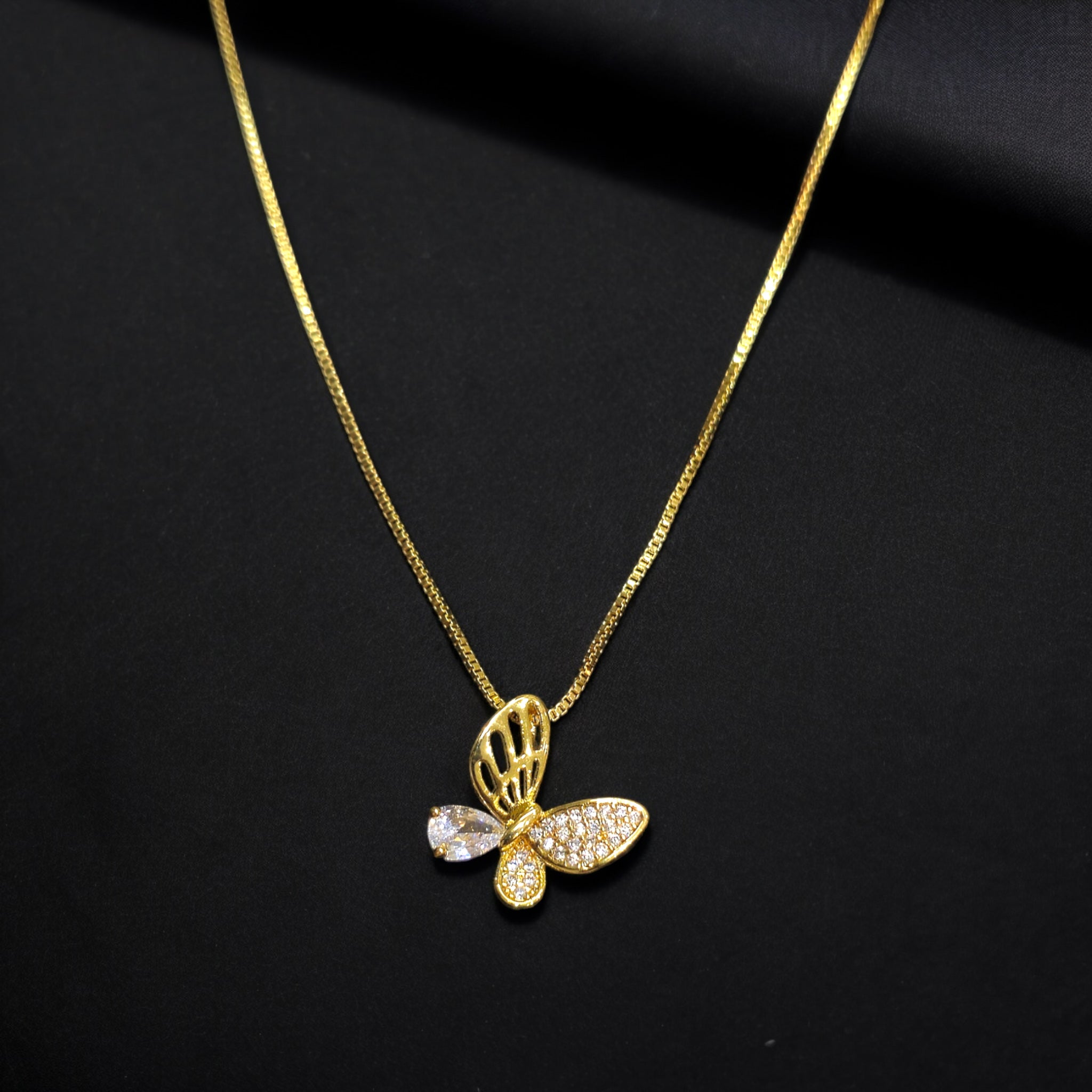 Gold Plated Butterfly CZ Chain Penadnt