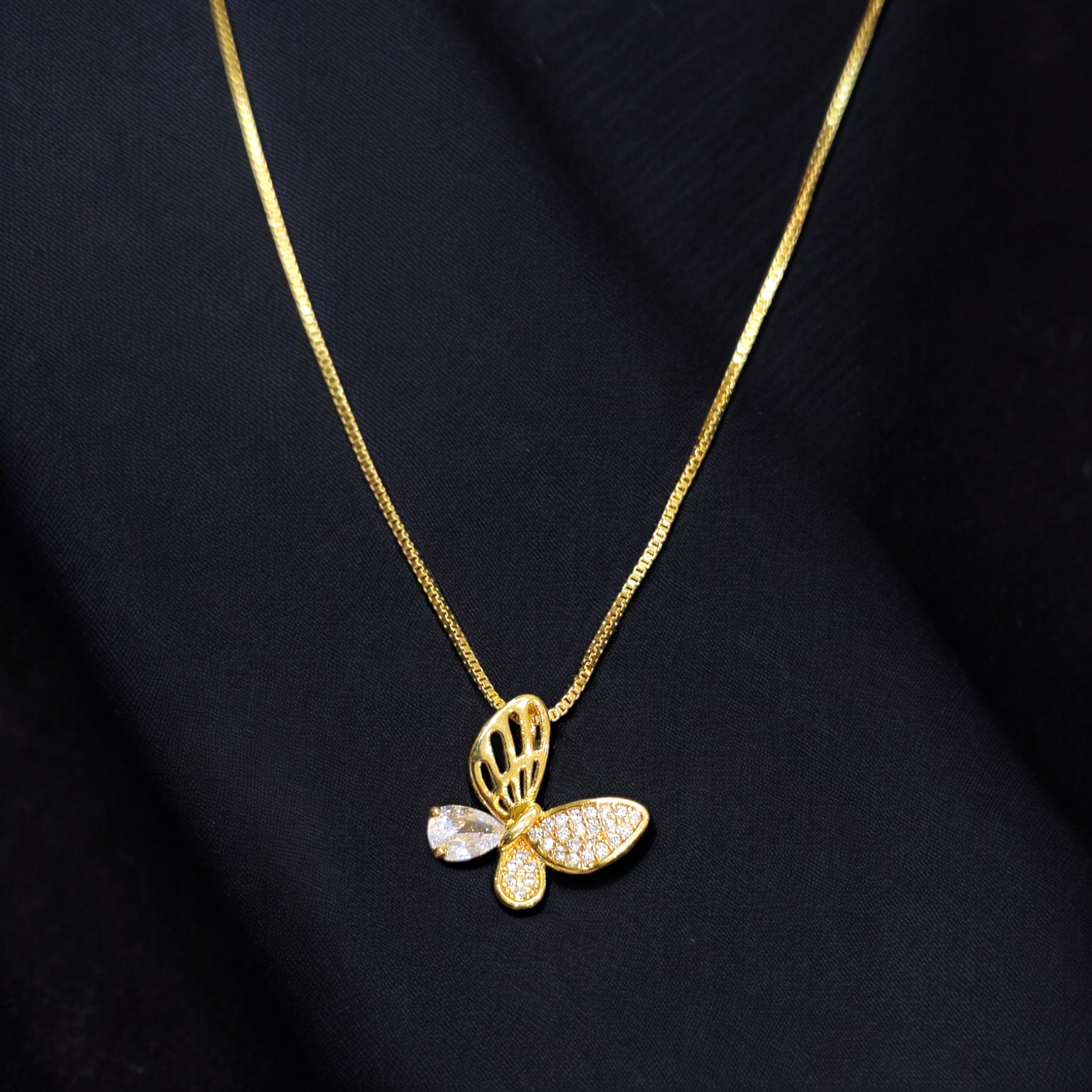 Gold Plated Butterfly CZ Chain Penadnt