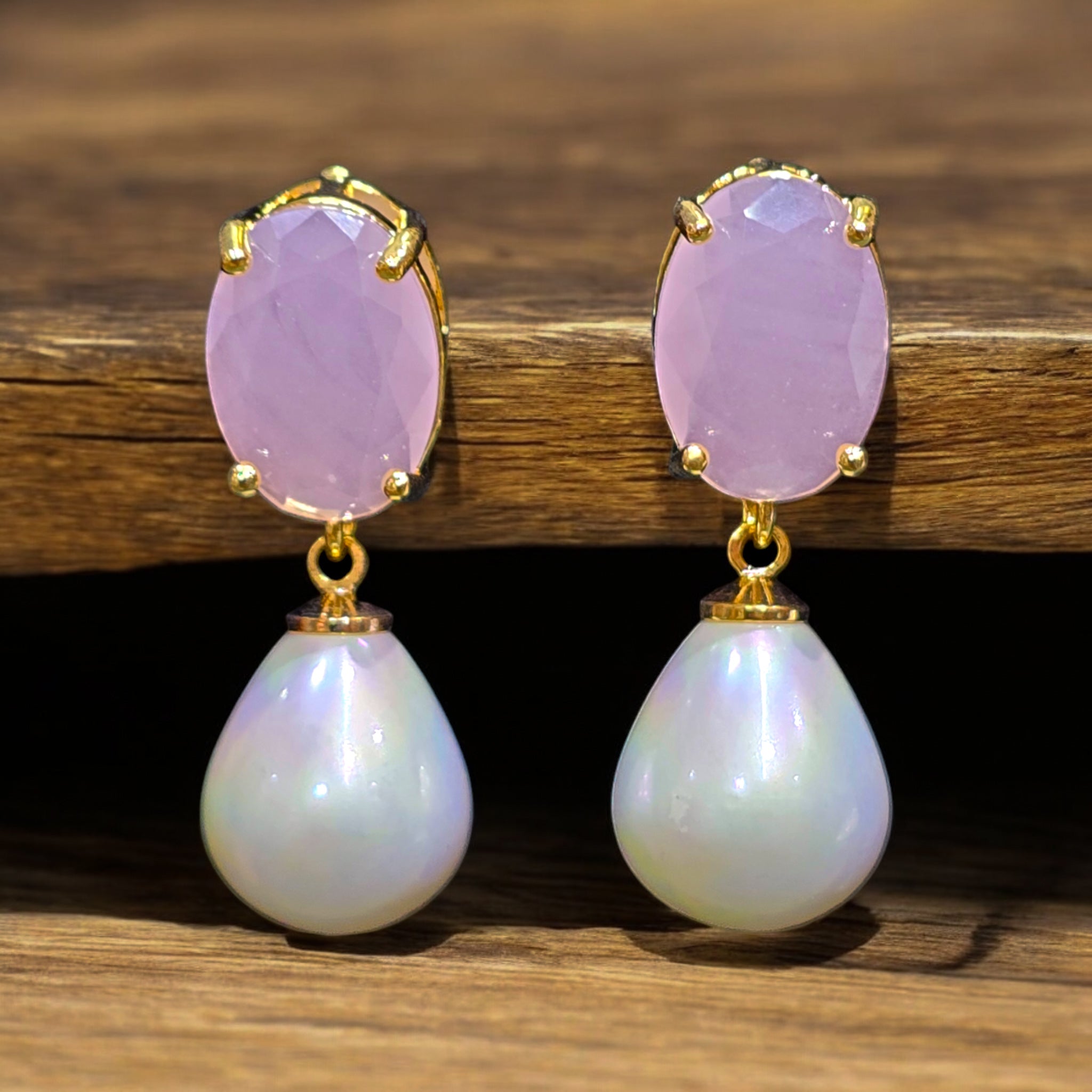 FW Pink AD Western Earring with White Pearl