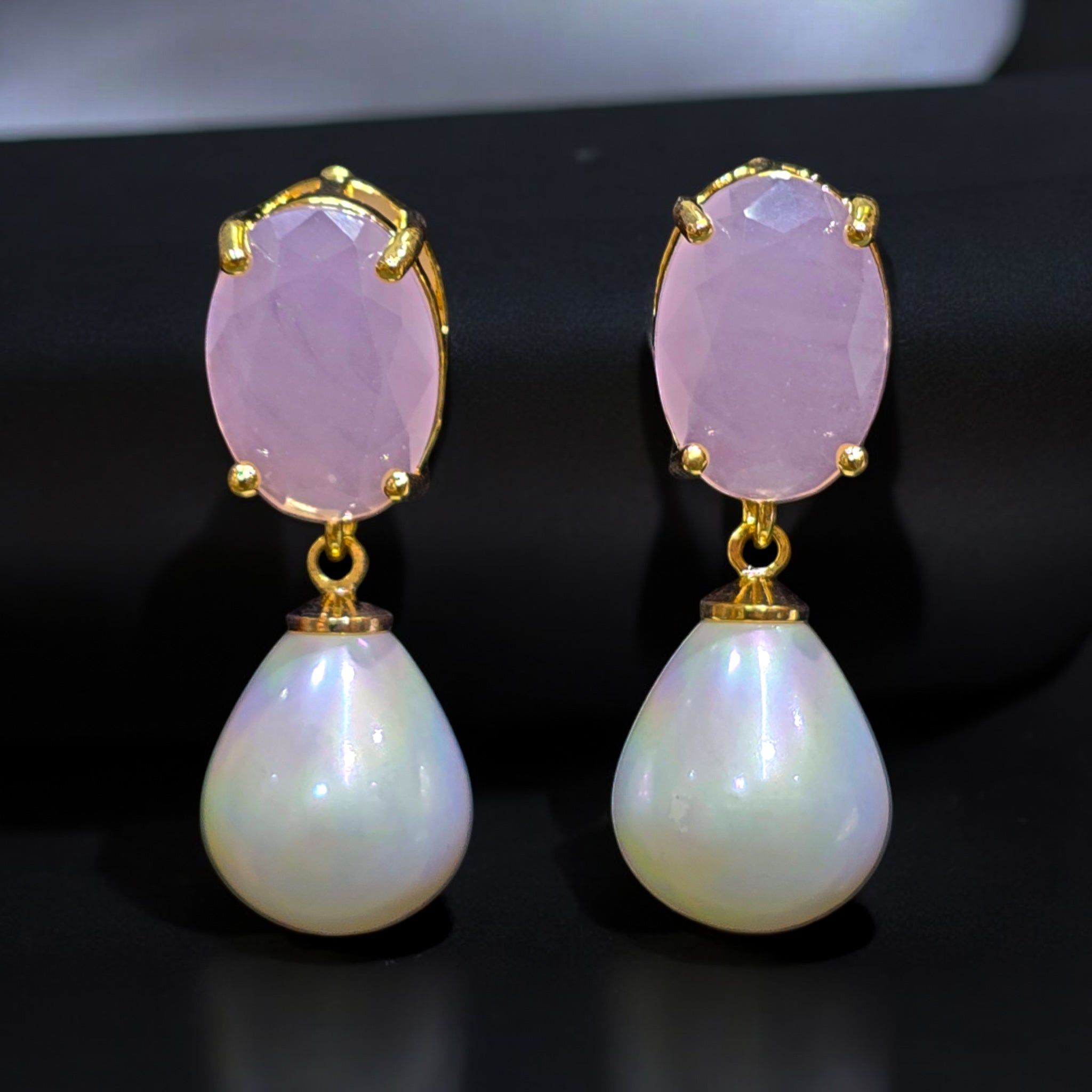 FW Pink AD Western Earring with White Pearl