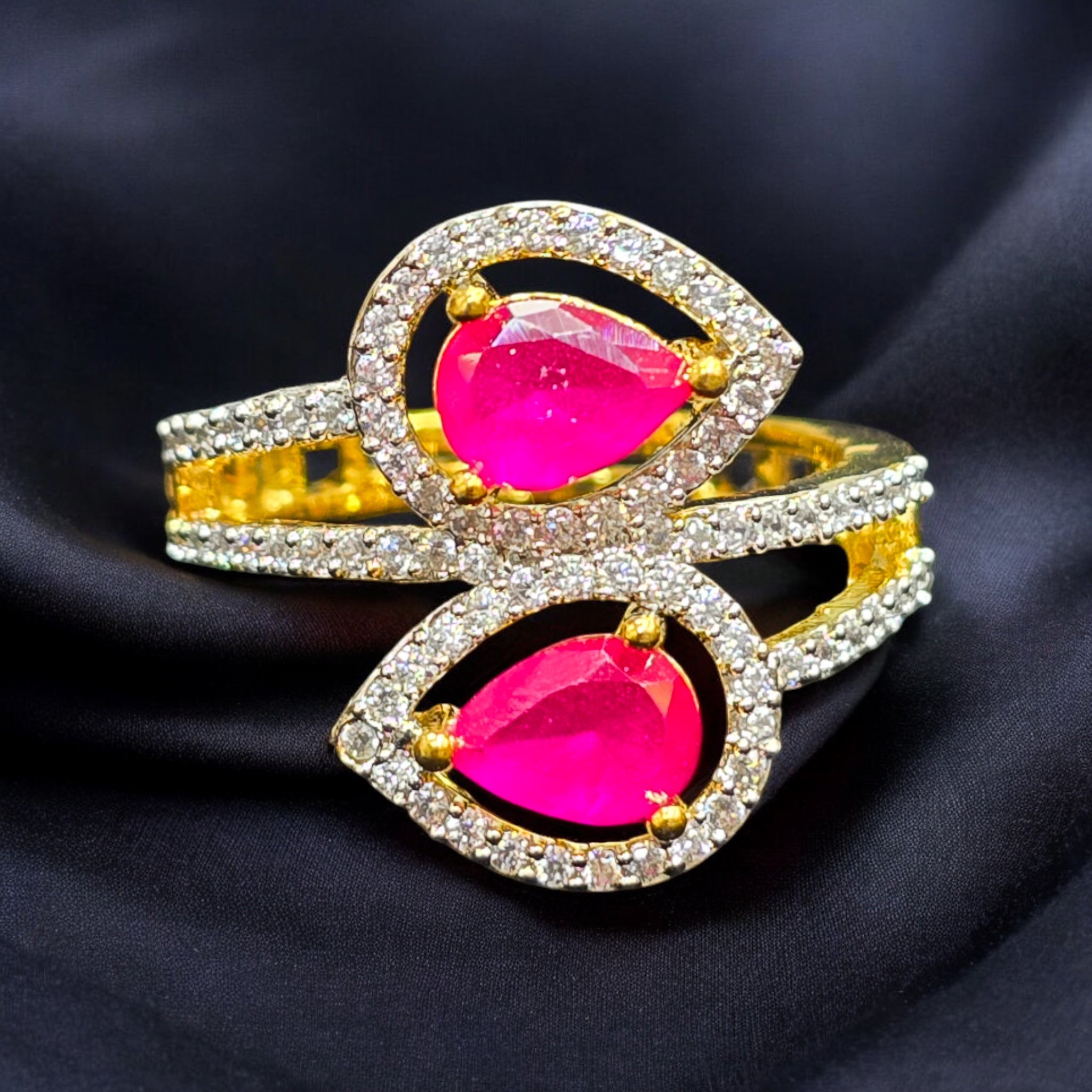 FW Gold Plated Ruby adjustable Ring