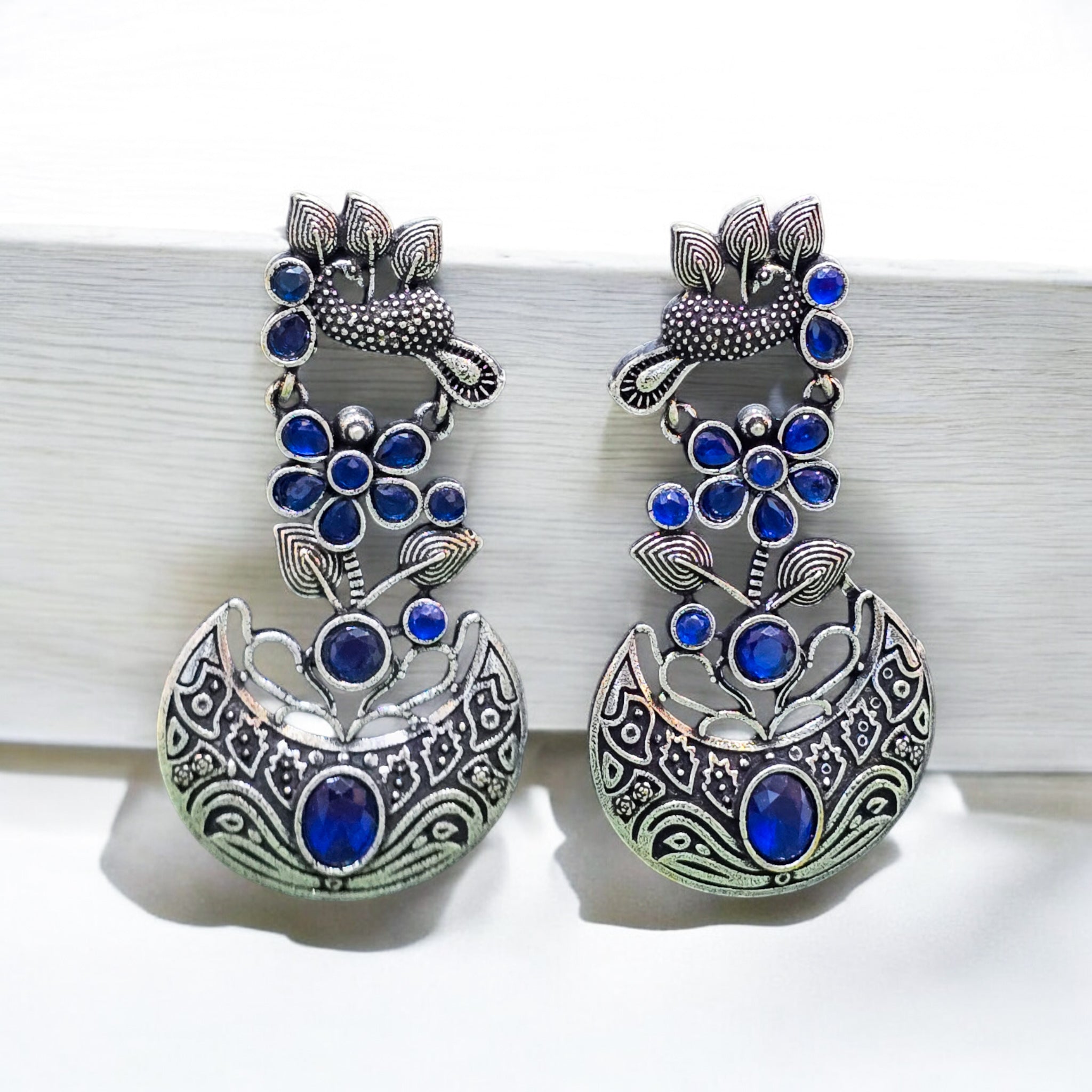 FW Blue Oxidized Earring