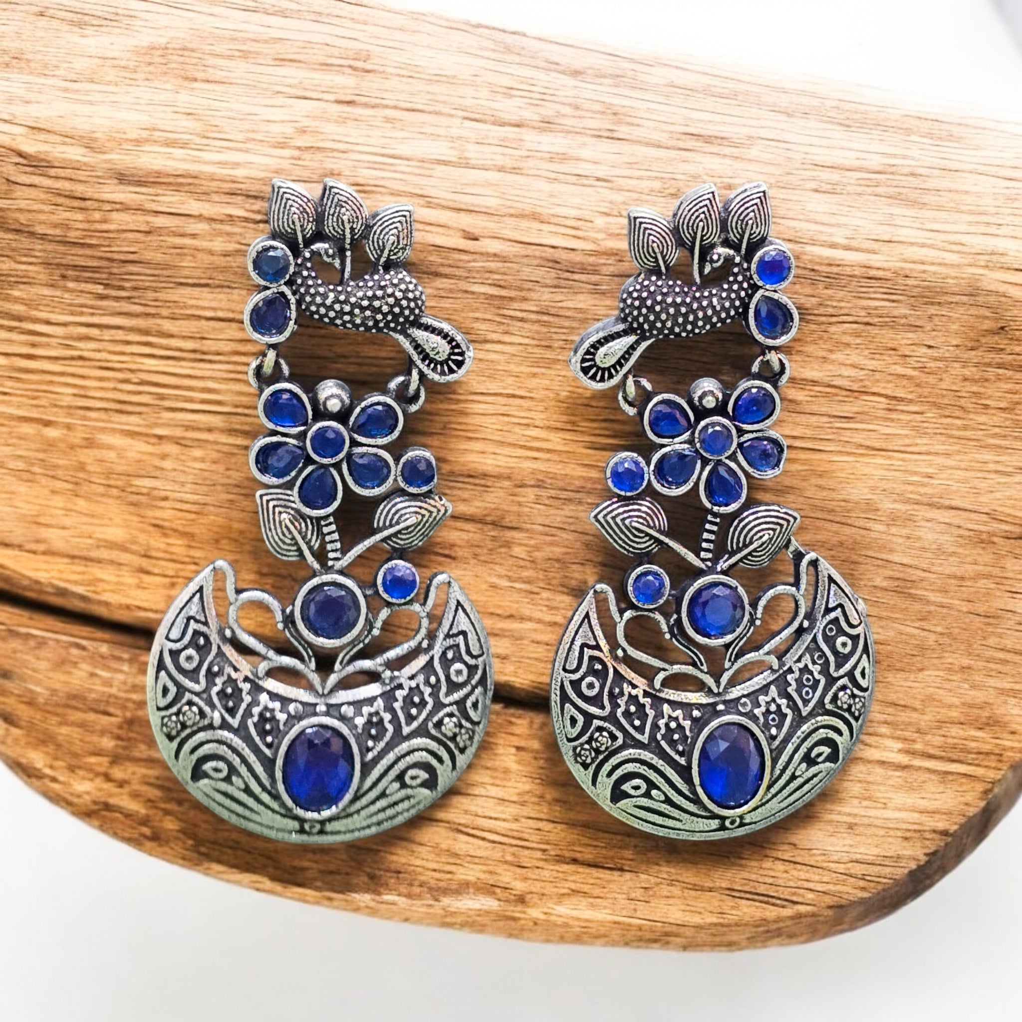 FW Blue Oxidized Earring