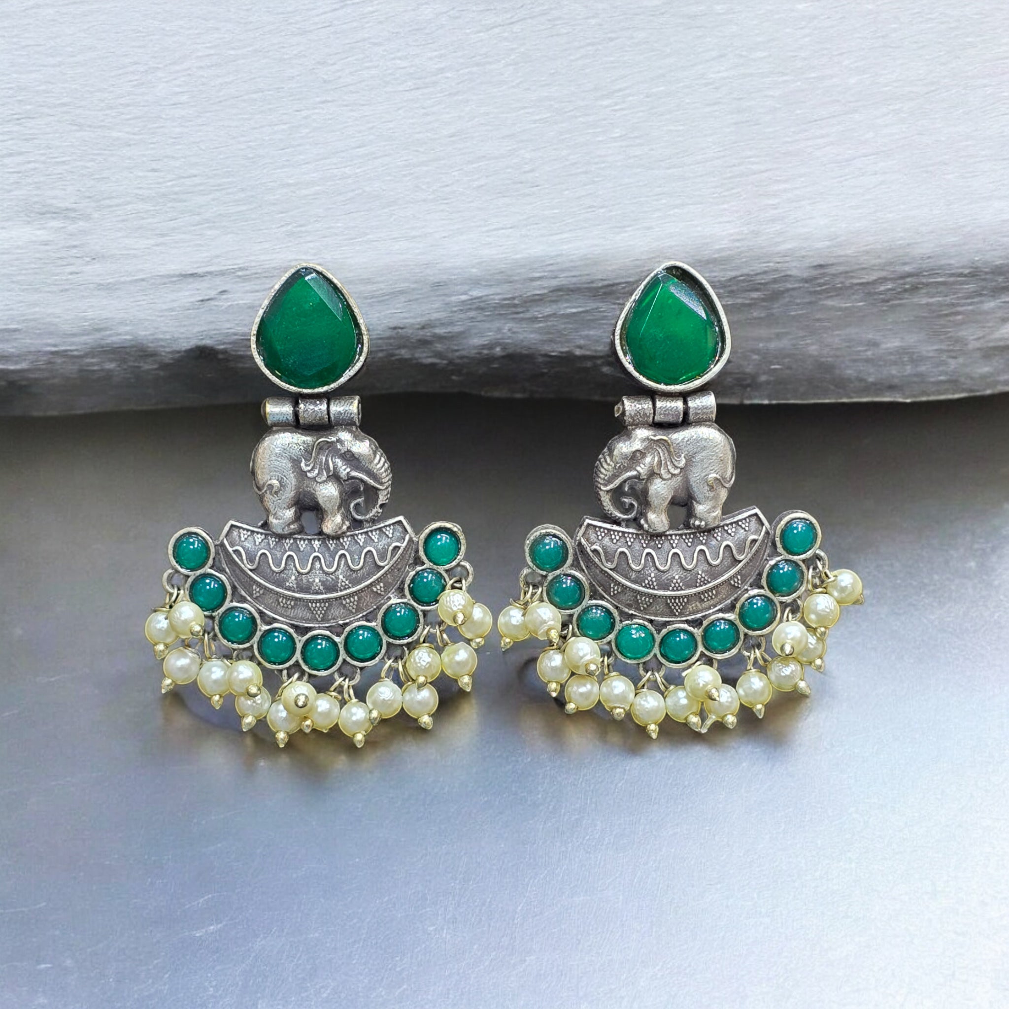 FW Green Oxidized Earring