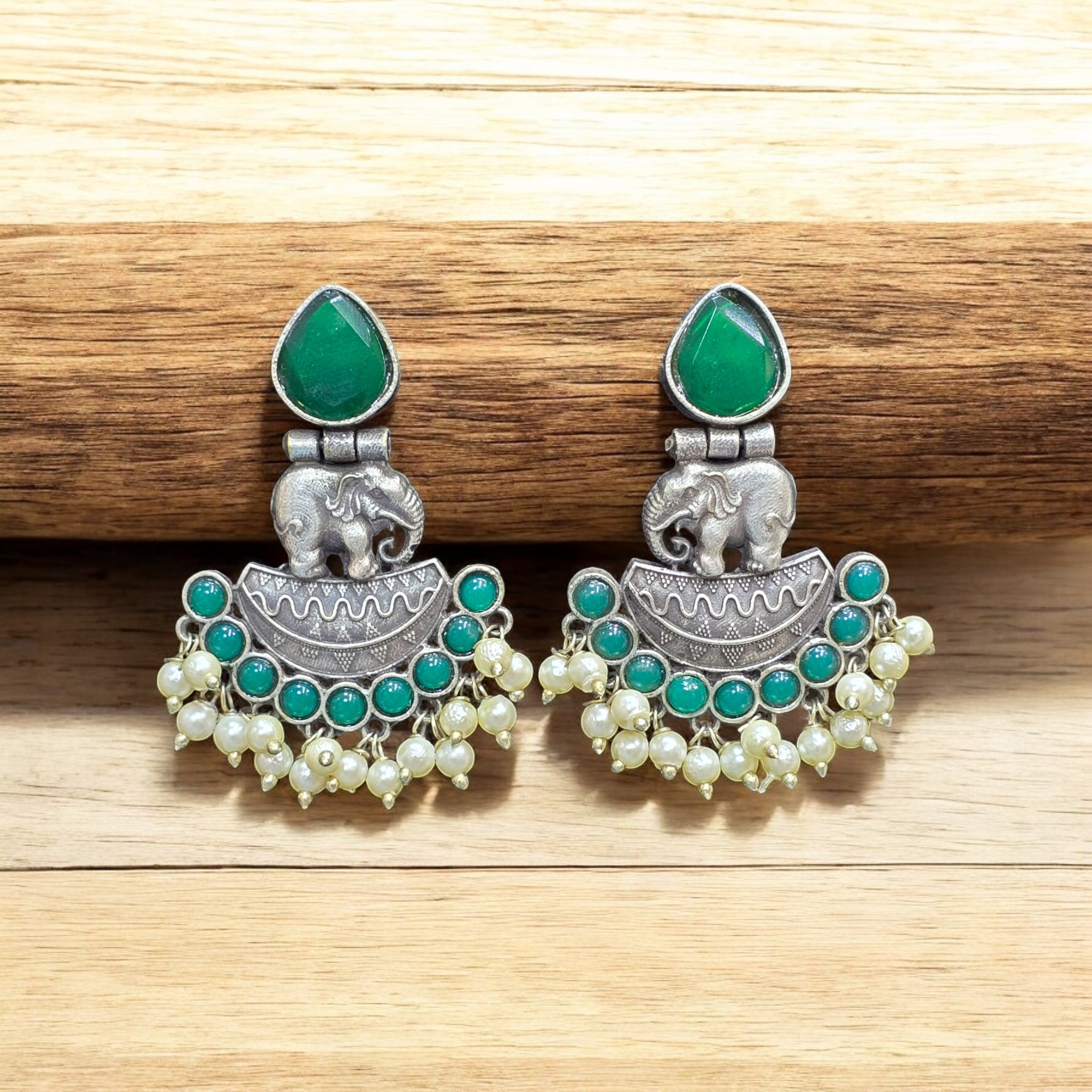 FW Green Oxidized Earring