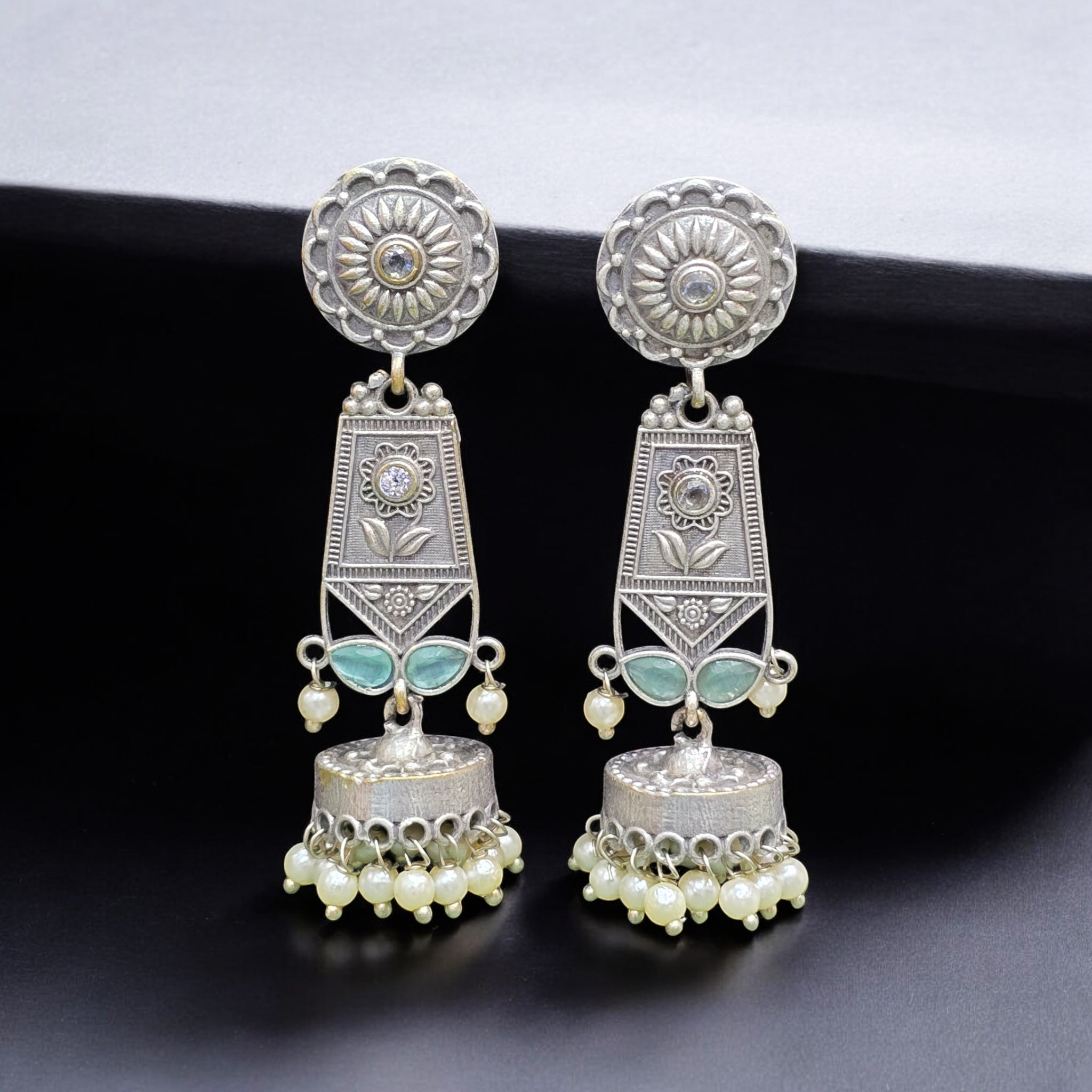 FW Pastel Green Oxidized Earring