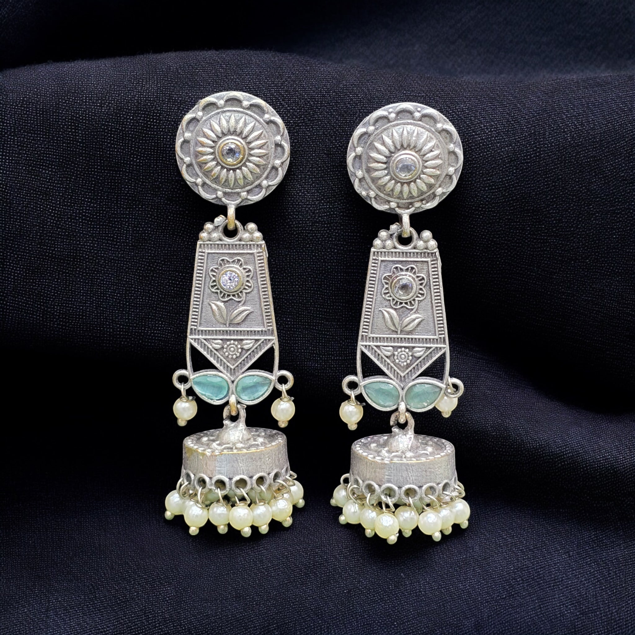 FW Pastel Green Oxidized Earring