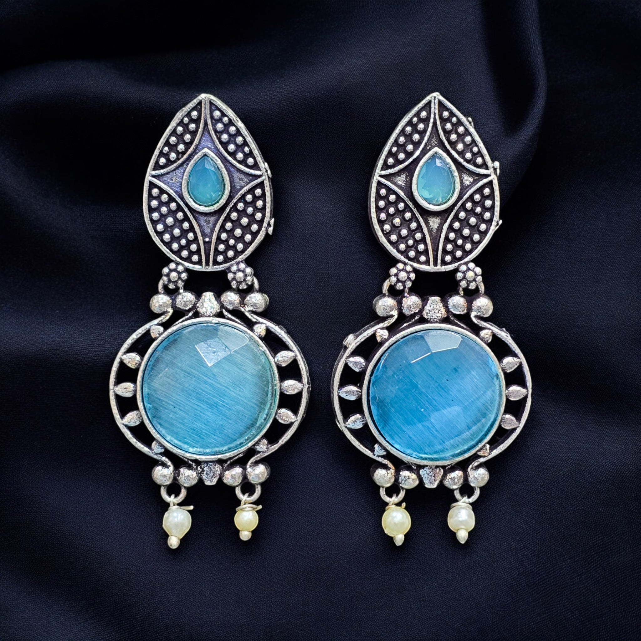 FW Sky Blue Oxidized Earring