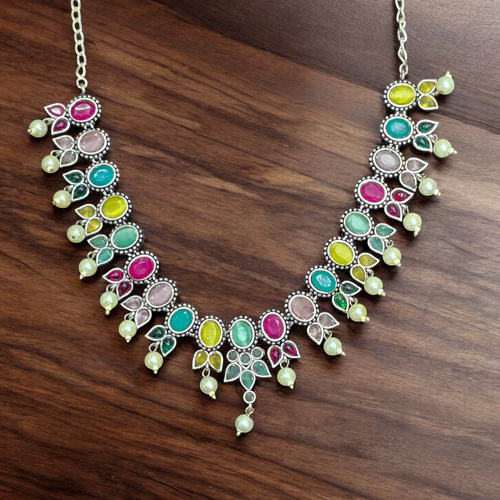 FW Multicolor Oxidized Necklace with Earrings