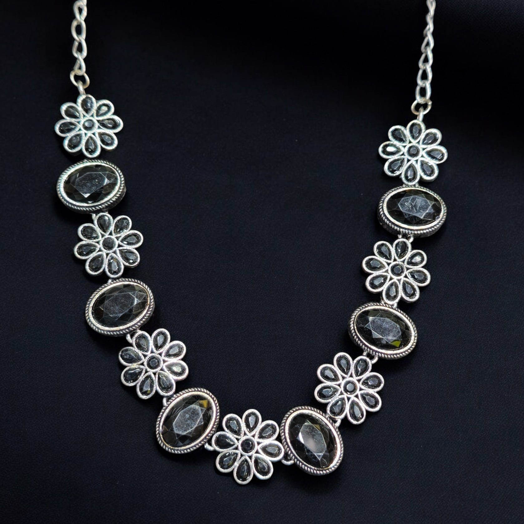 FW Black Oxidized Necklace with Earrings