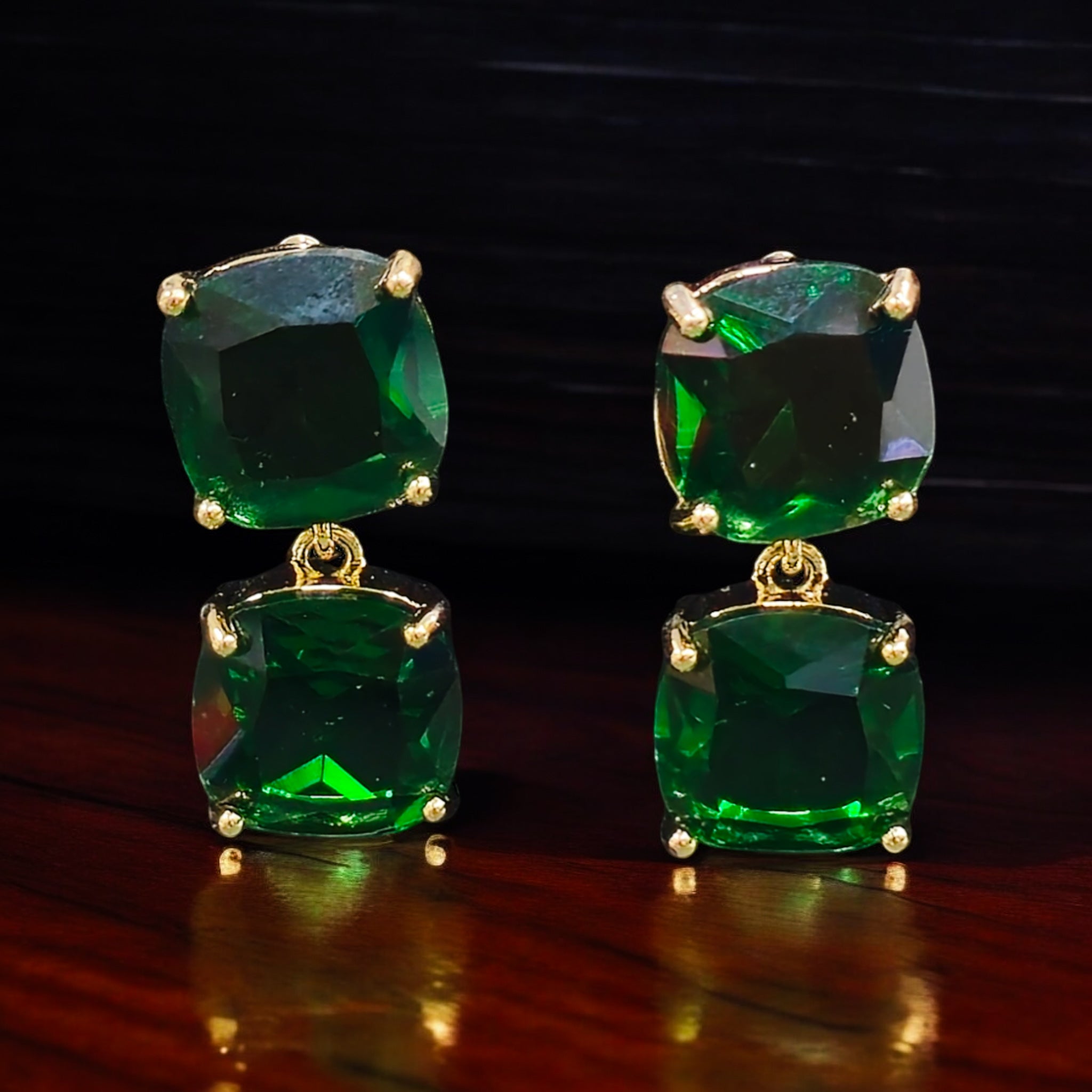 FW Double Layer Emerald Earring