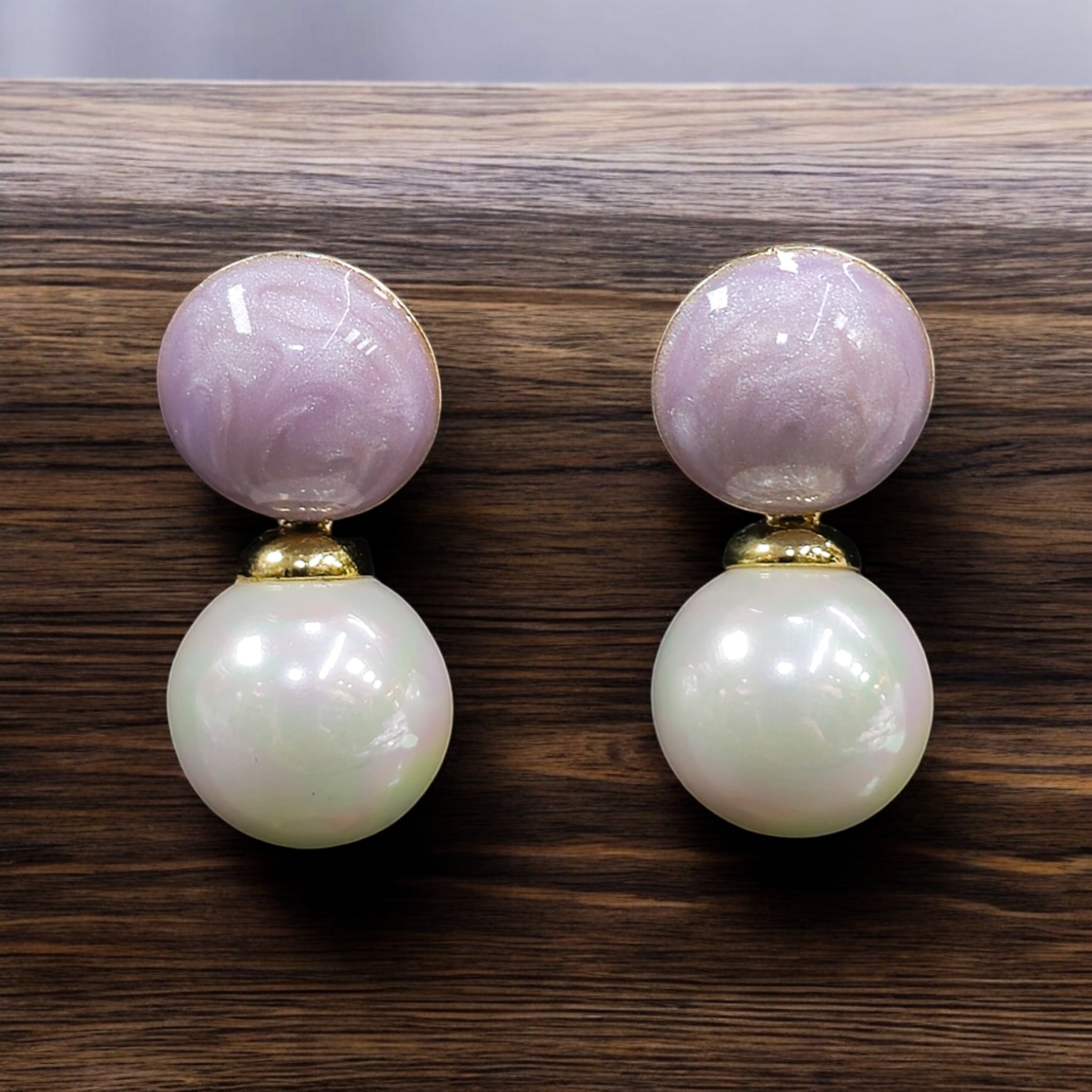 FW Purple & White Pearl Earring