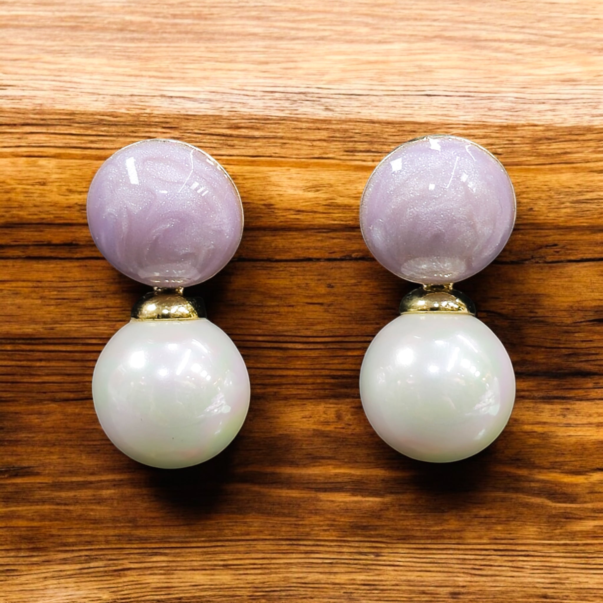 FW Purple & White Pearl Earring