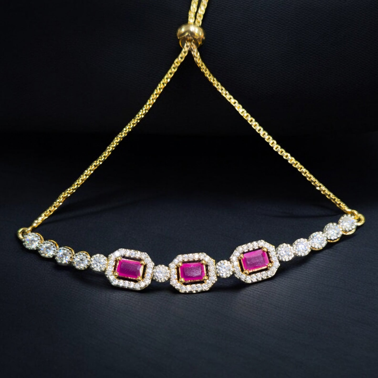 FW Ruby CZ Gold Plated Bracelet