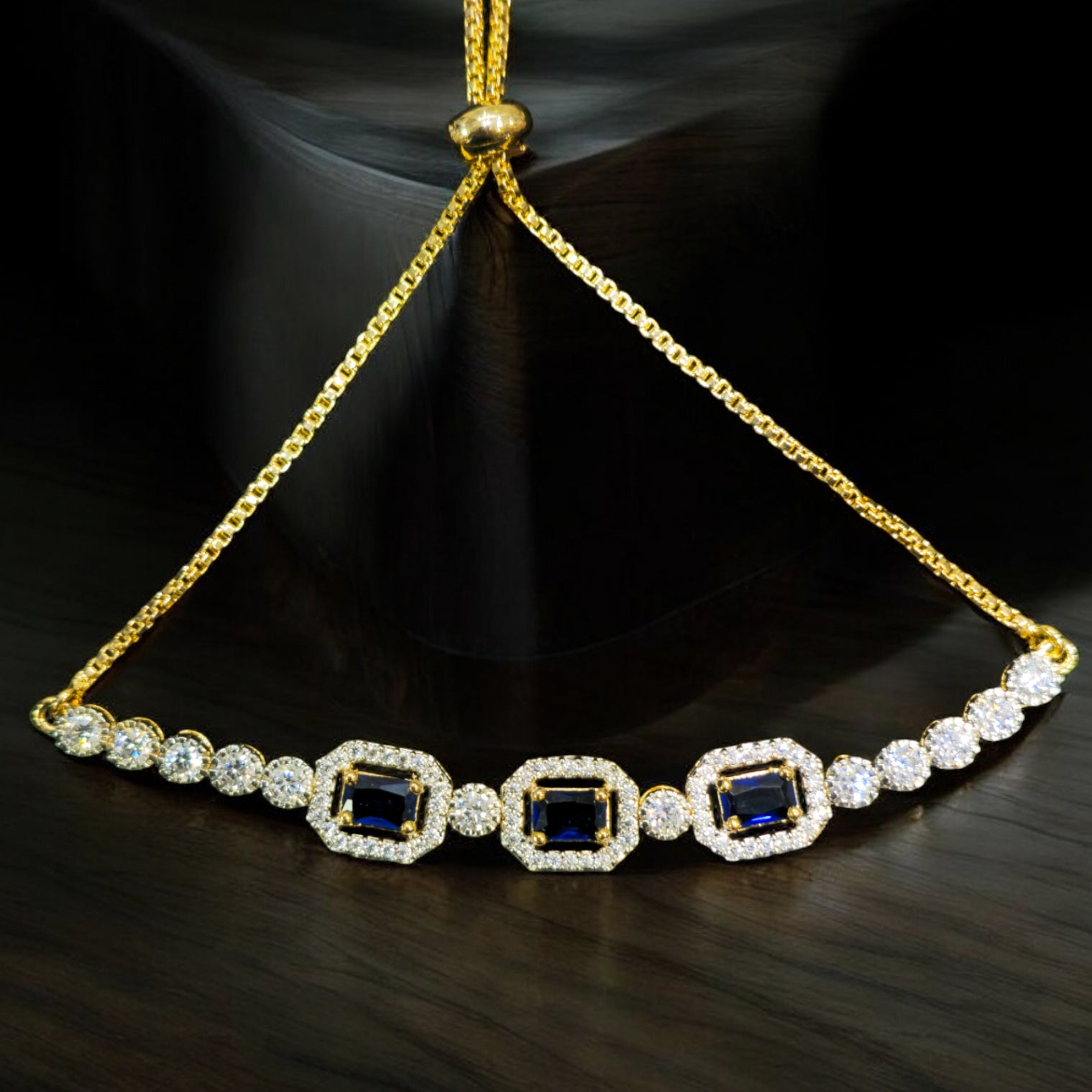 FW Blue CZ Gold Plated Bracelet