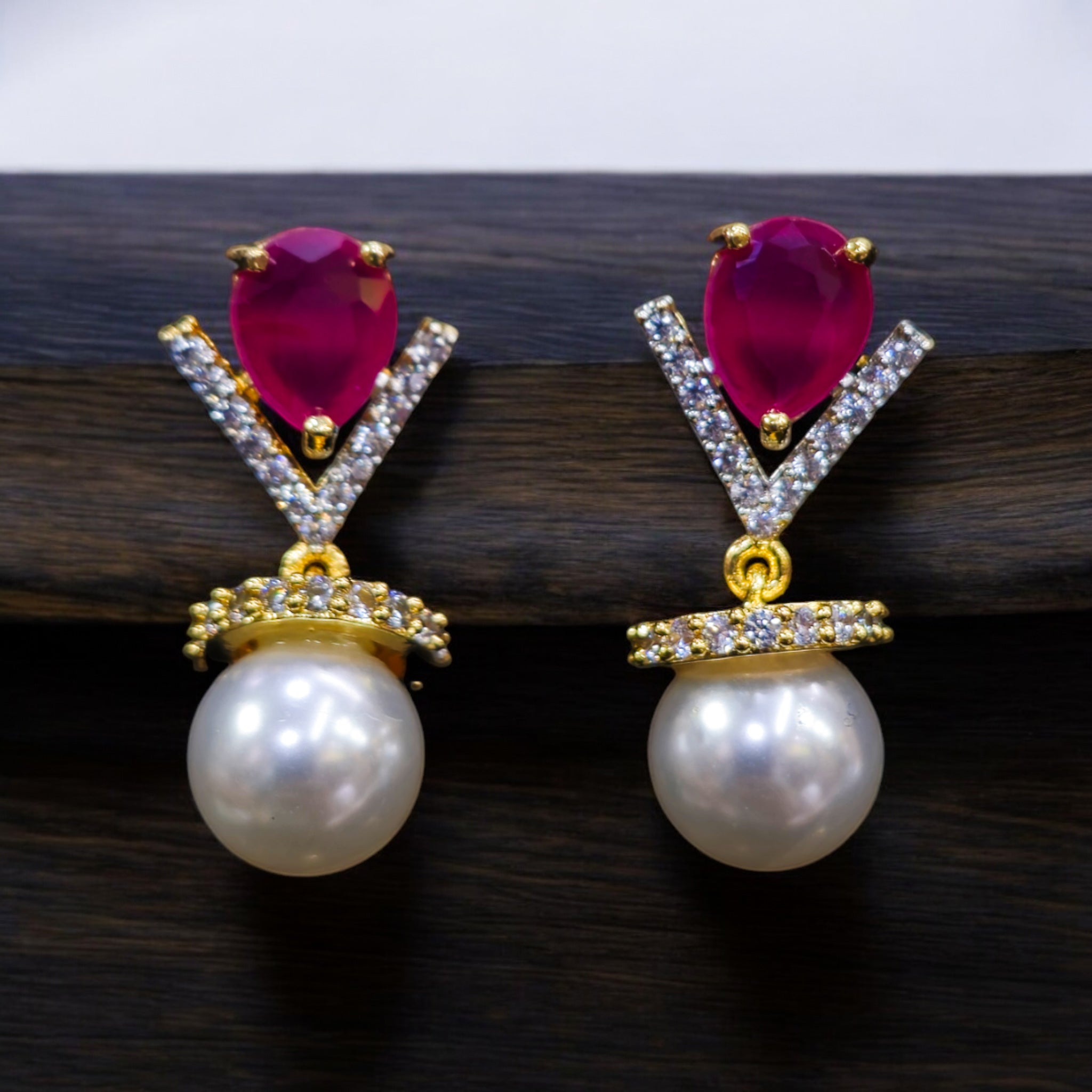 FW Ruby Pearl Mangalsutra with Earrings