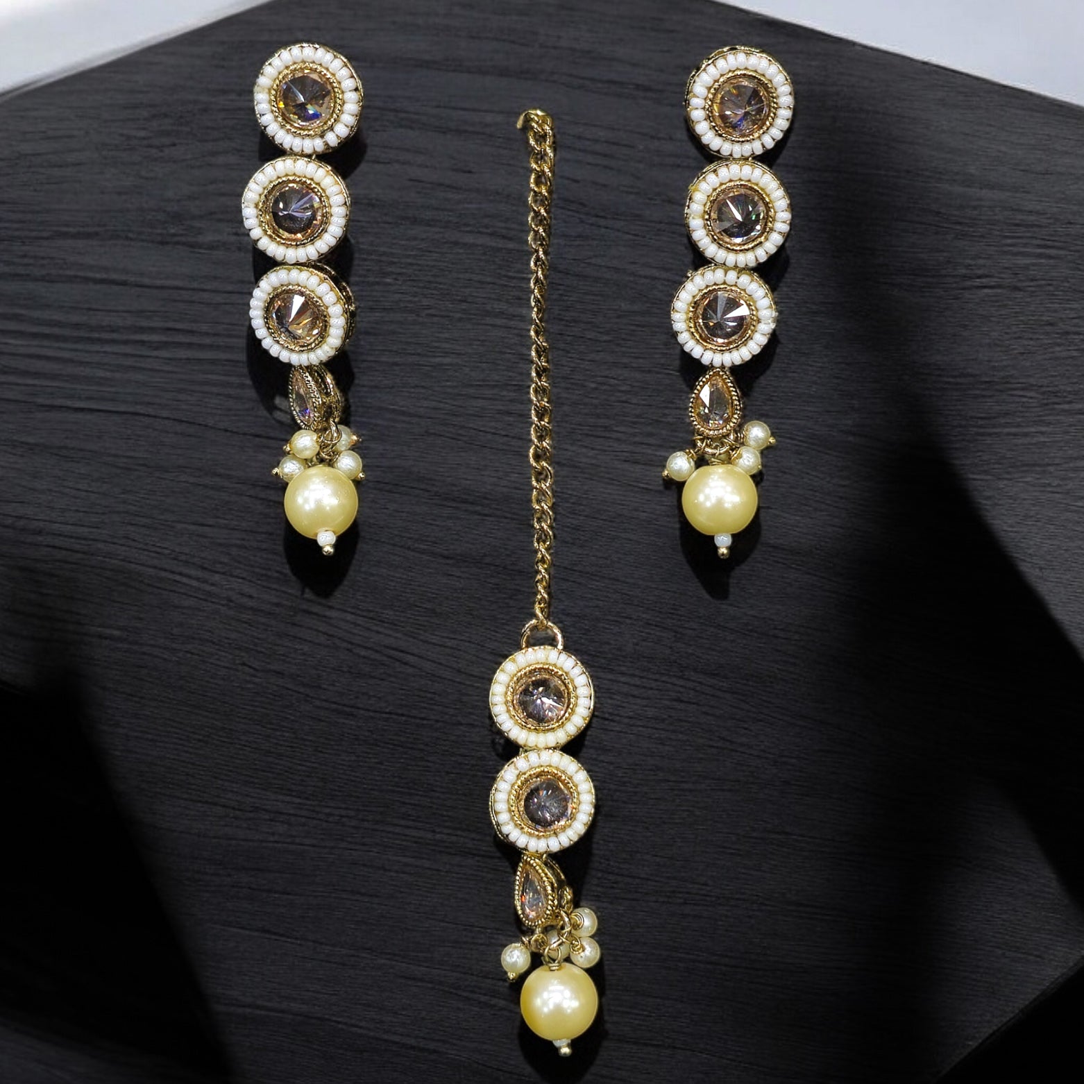 FW LCT Stone Pearl Mehendi Plating Necklace Set