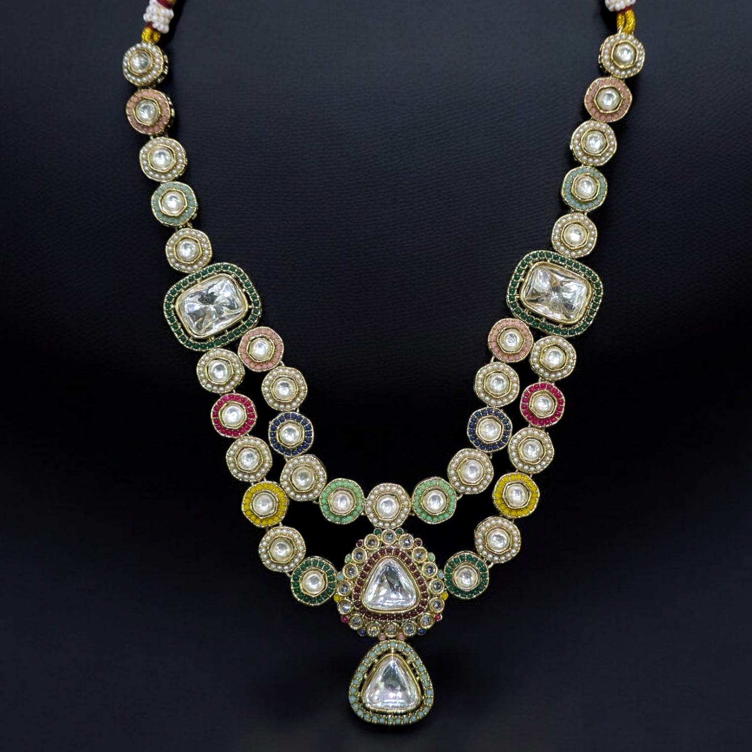 FW Multicolor Kundan Mehendi Plating Necklace Set