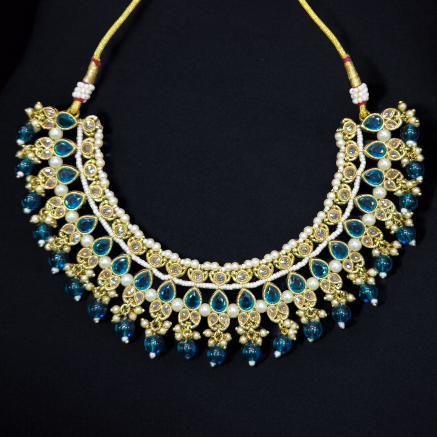 FW Ramagreen Mehendi Plating Pearl Necklace Set