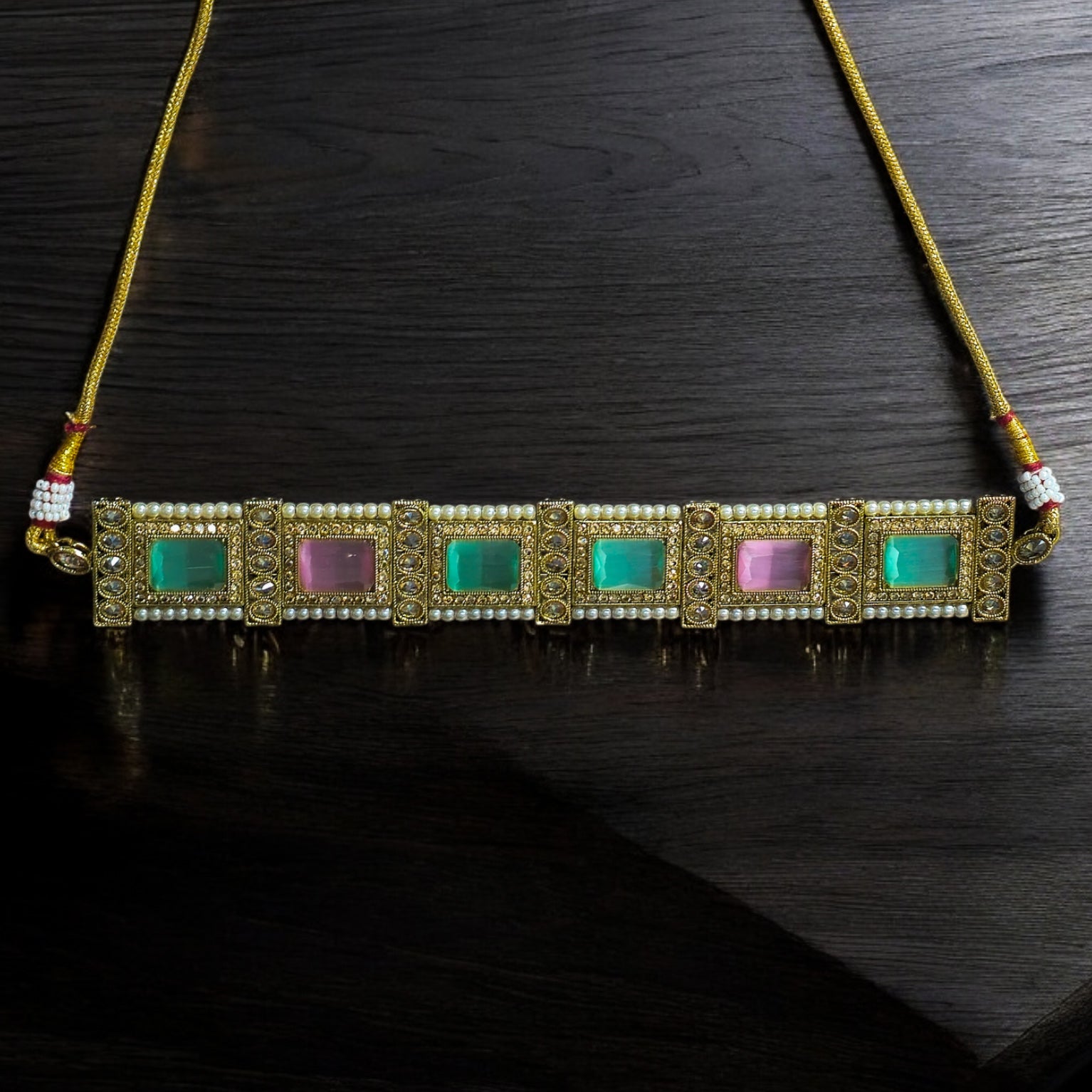 FW Mintpink Mehendi Plating Choker Set