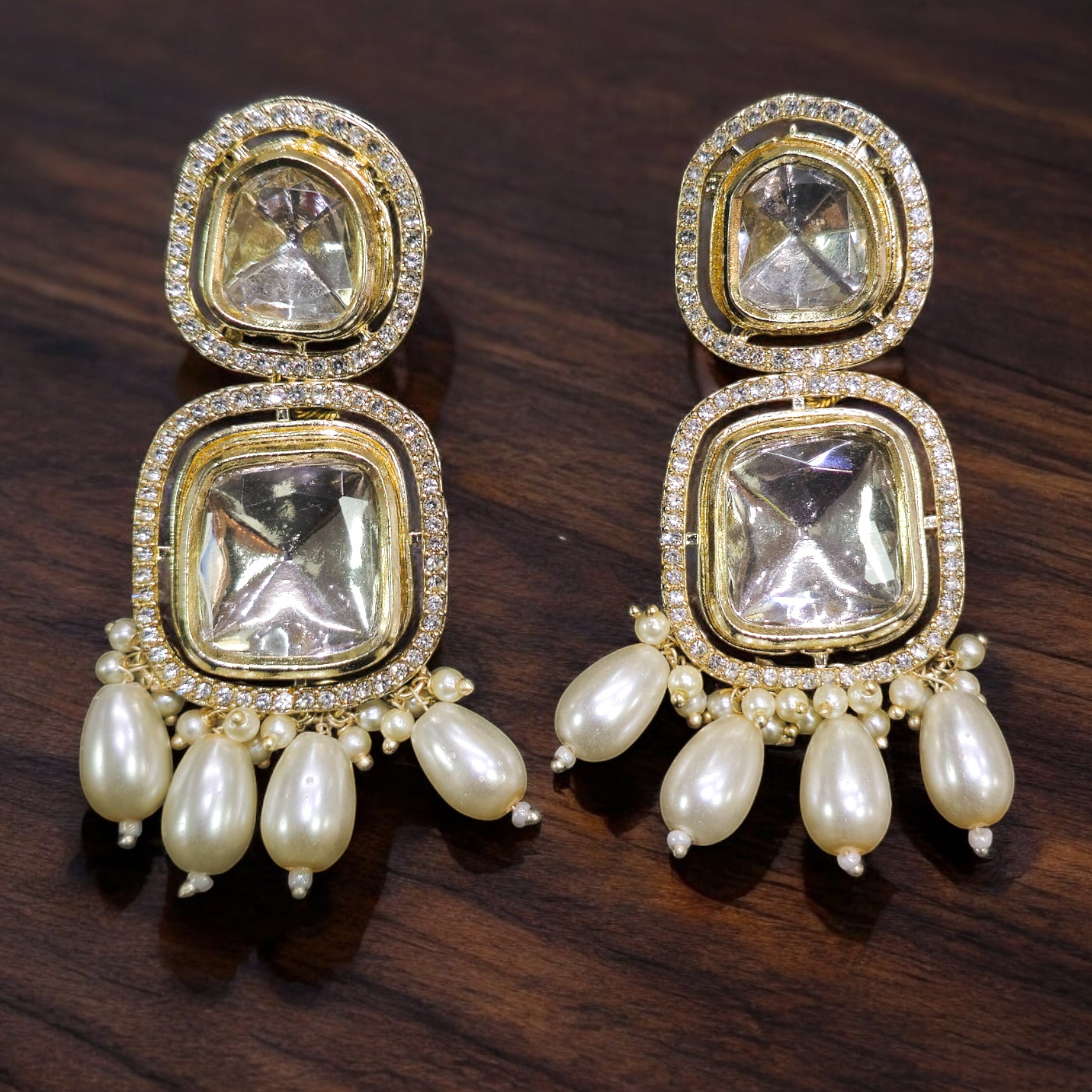 FW White Kundan Indo Western Earring