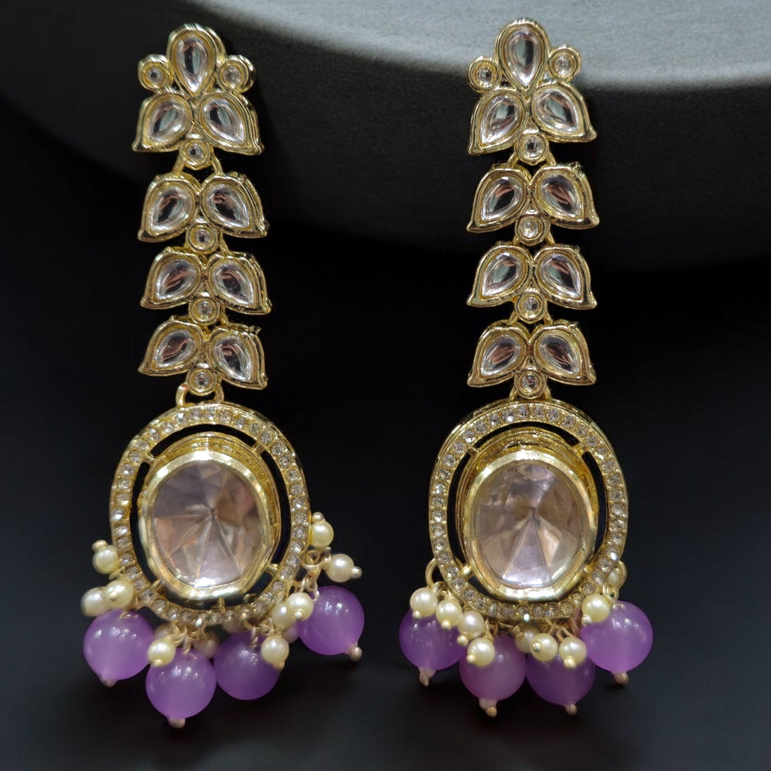 FW Purple Kundan Earrings