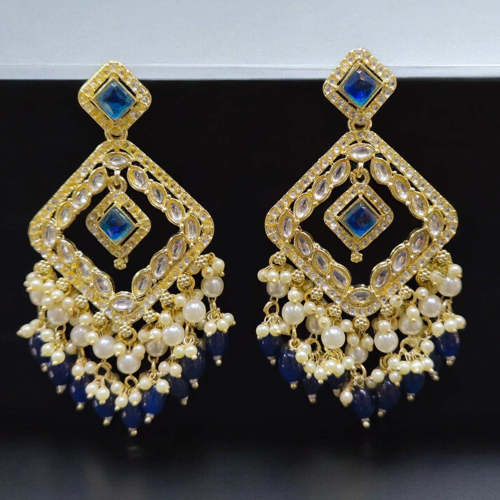 FW Blue Indo Western Earrings