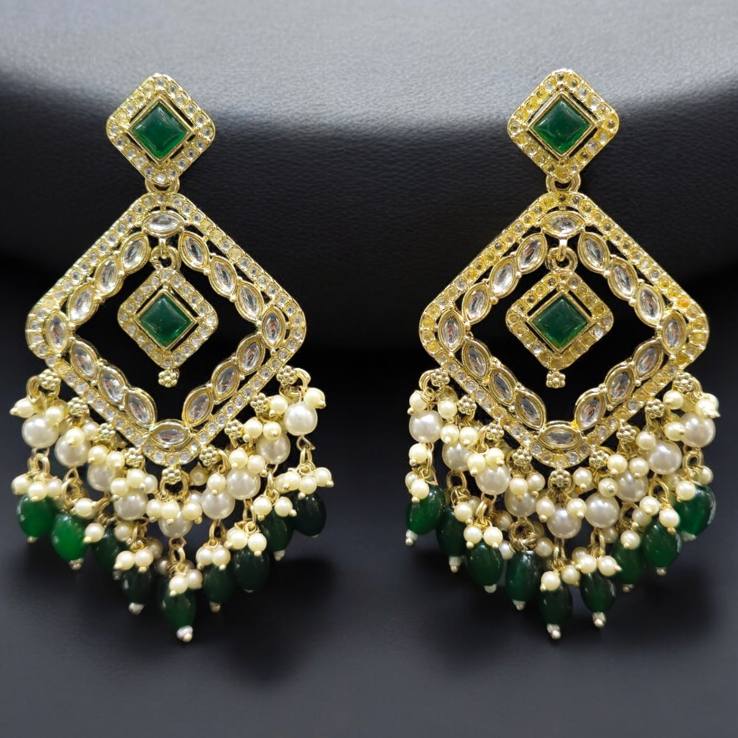 FW Green Indo Western Earrings