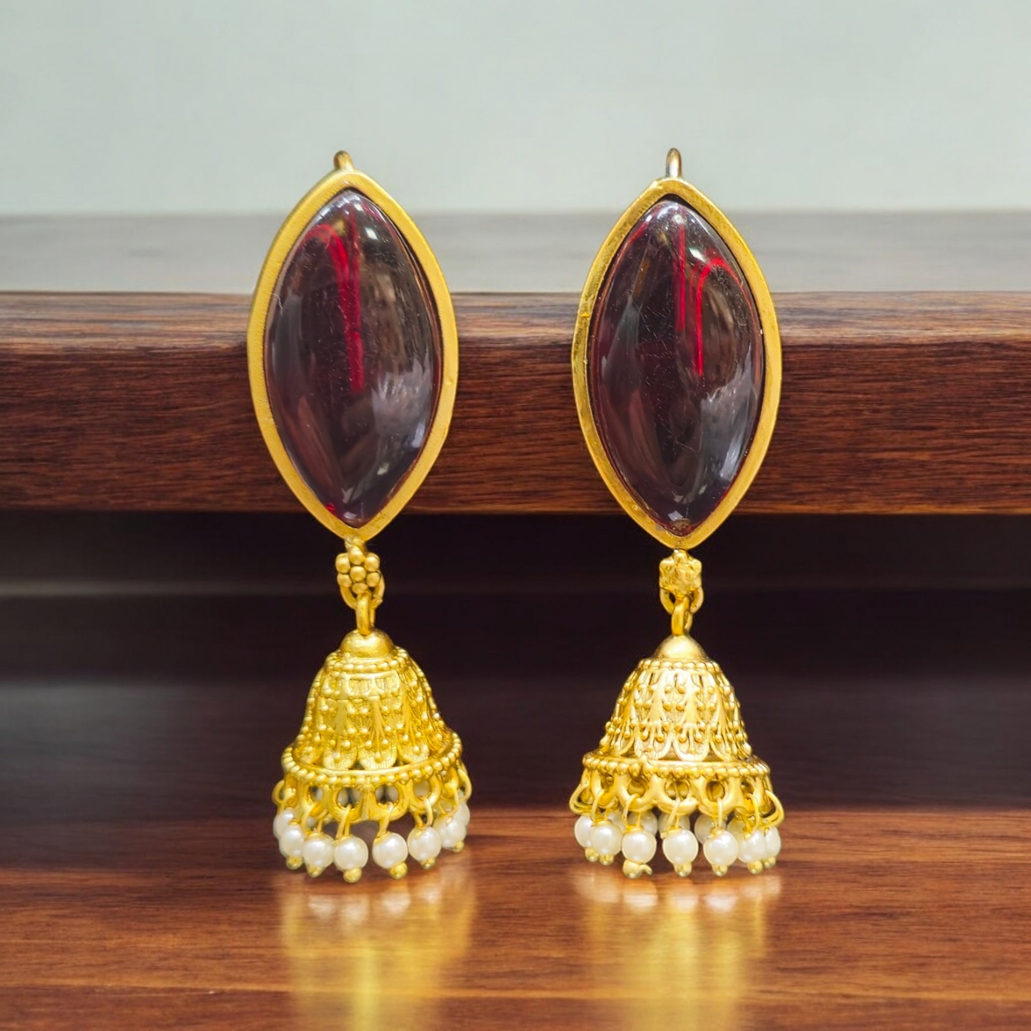 FW Maroon Antique Dangling Jhumka