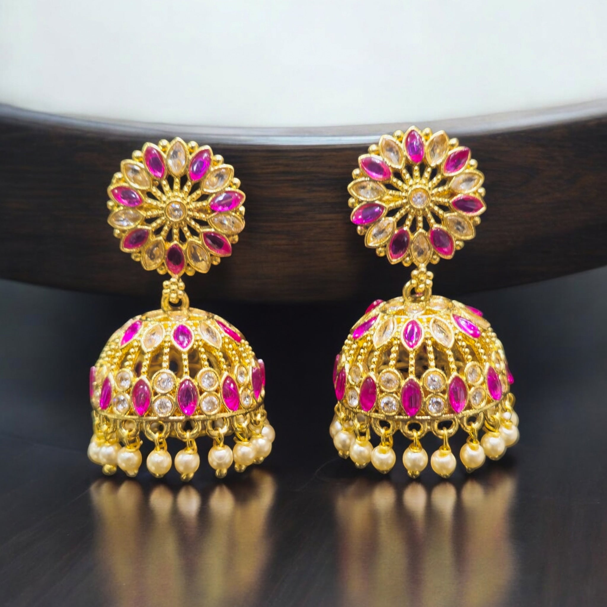 FW Ruby Gold Plated Antique Jhumka