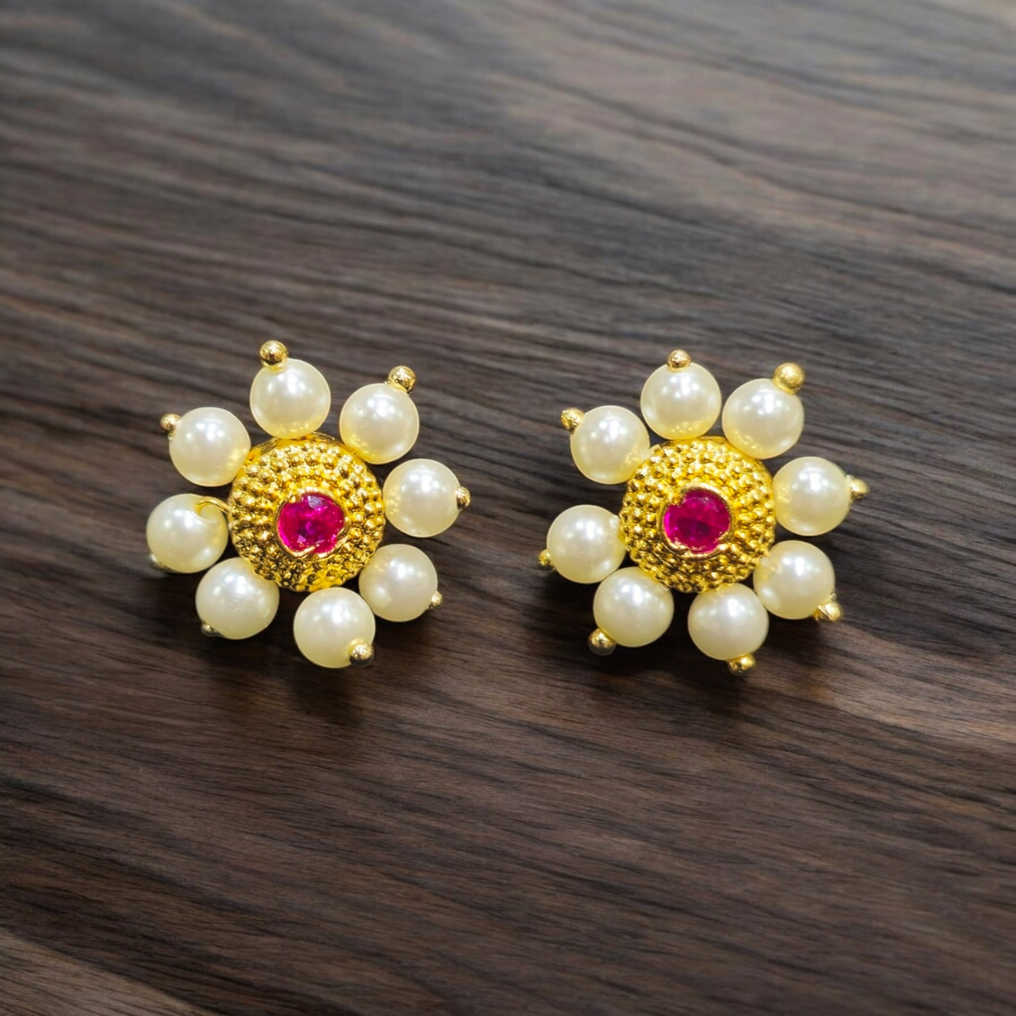 FW Ruby Pearl Antique Studs