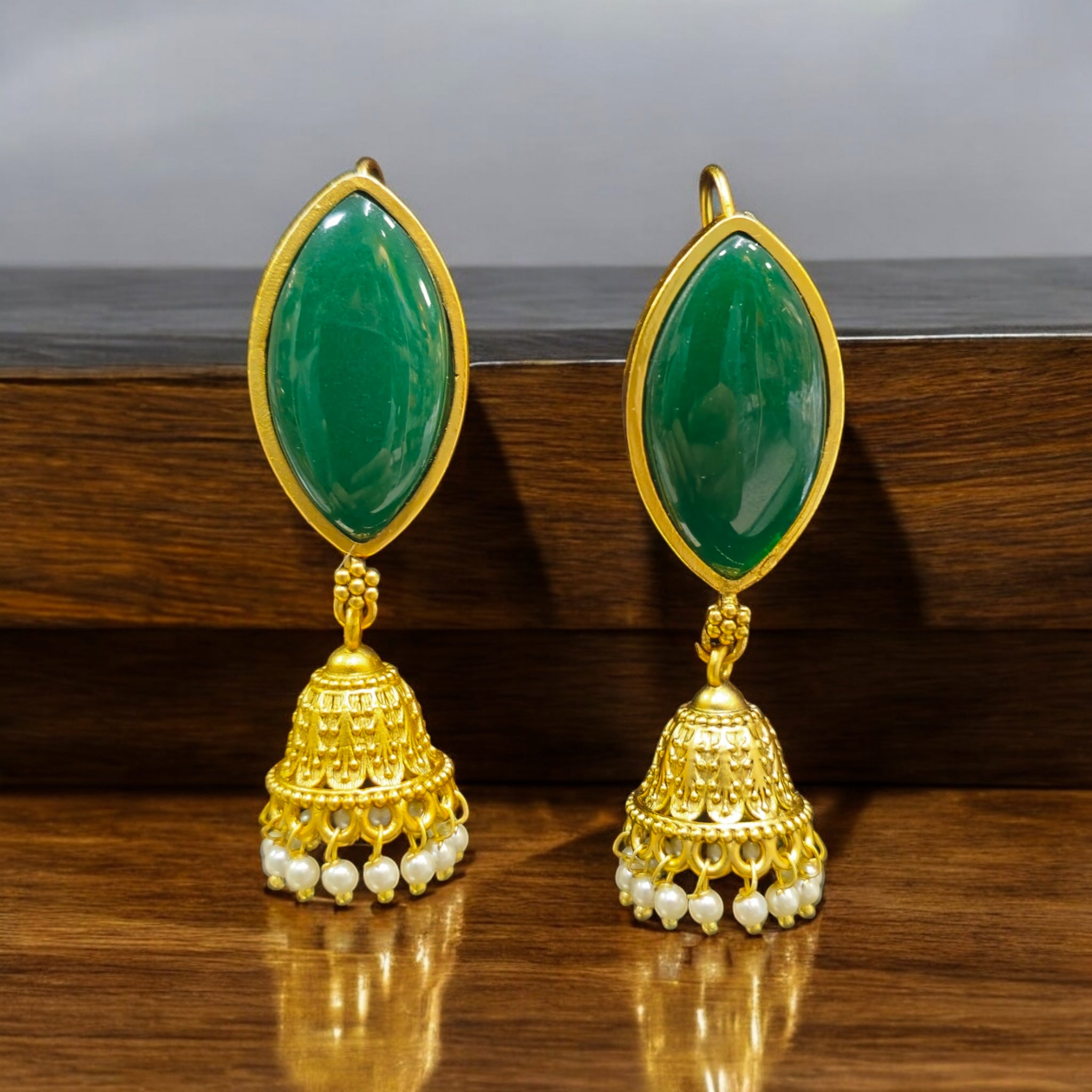 FW Green Antique Dangling Jhumka