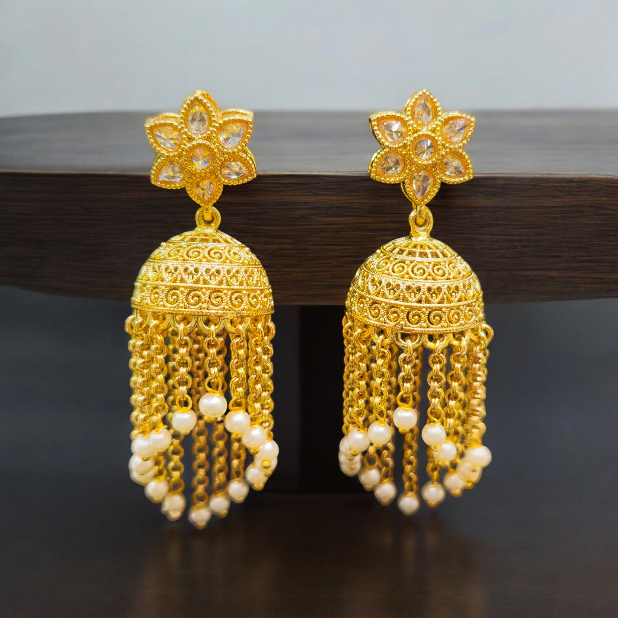 FW LCT Gold Plated Antique Jhumka