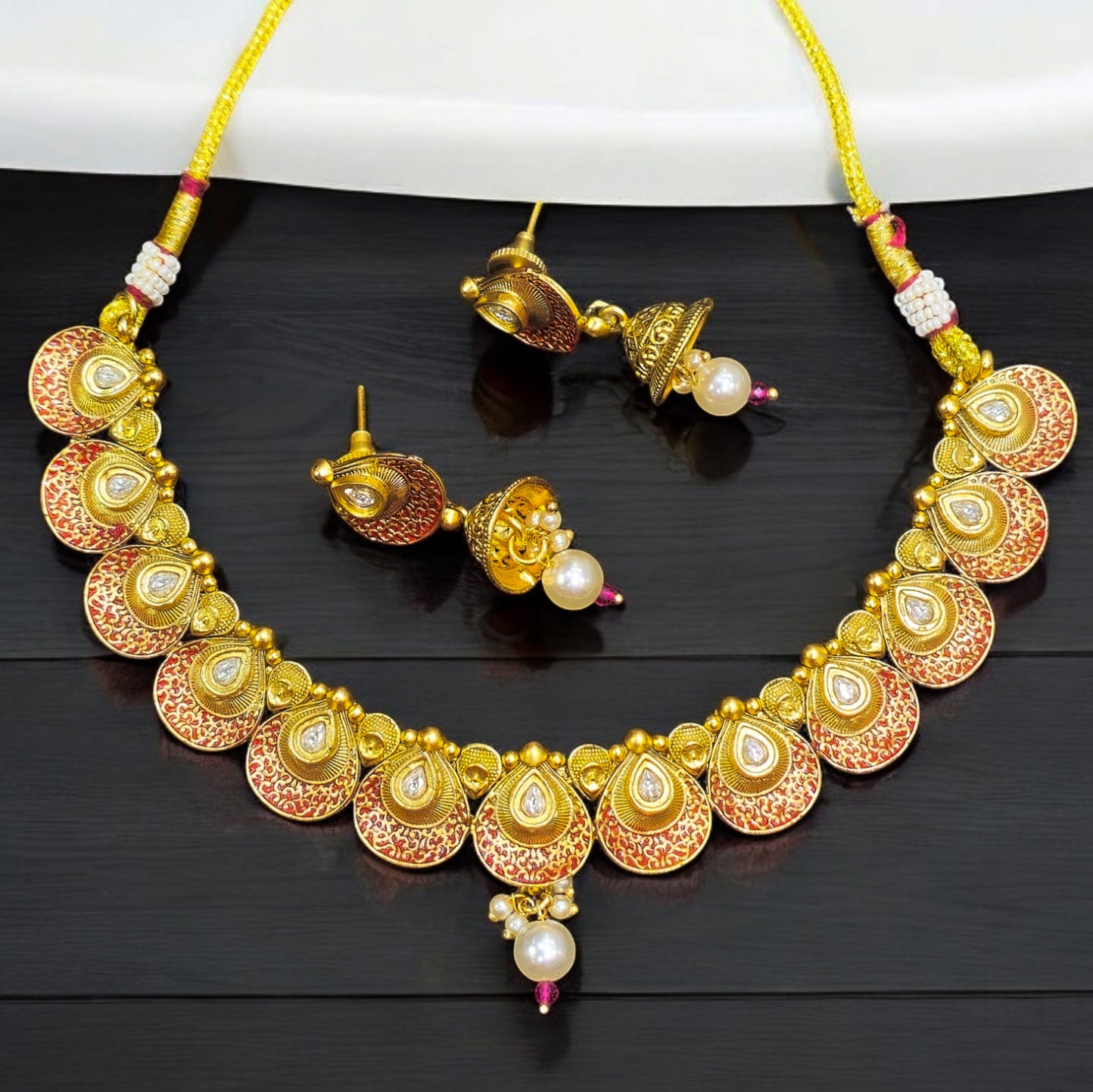 FW Red Antique Necklace with Earrings