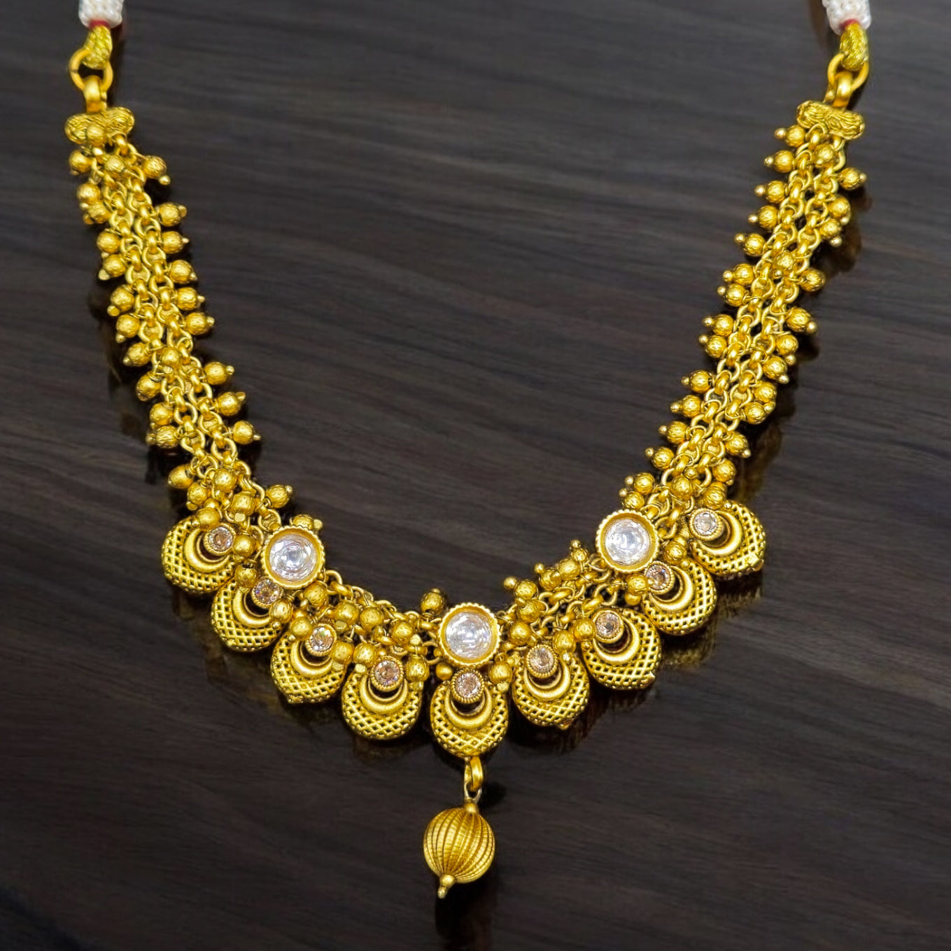 FW Antique Gold Plated Necklace with Earrings