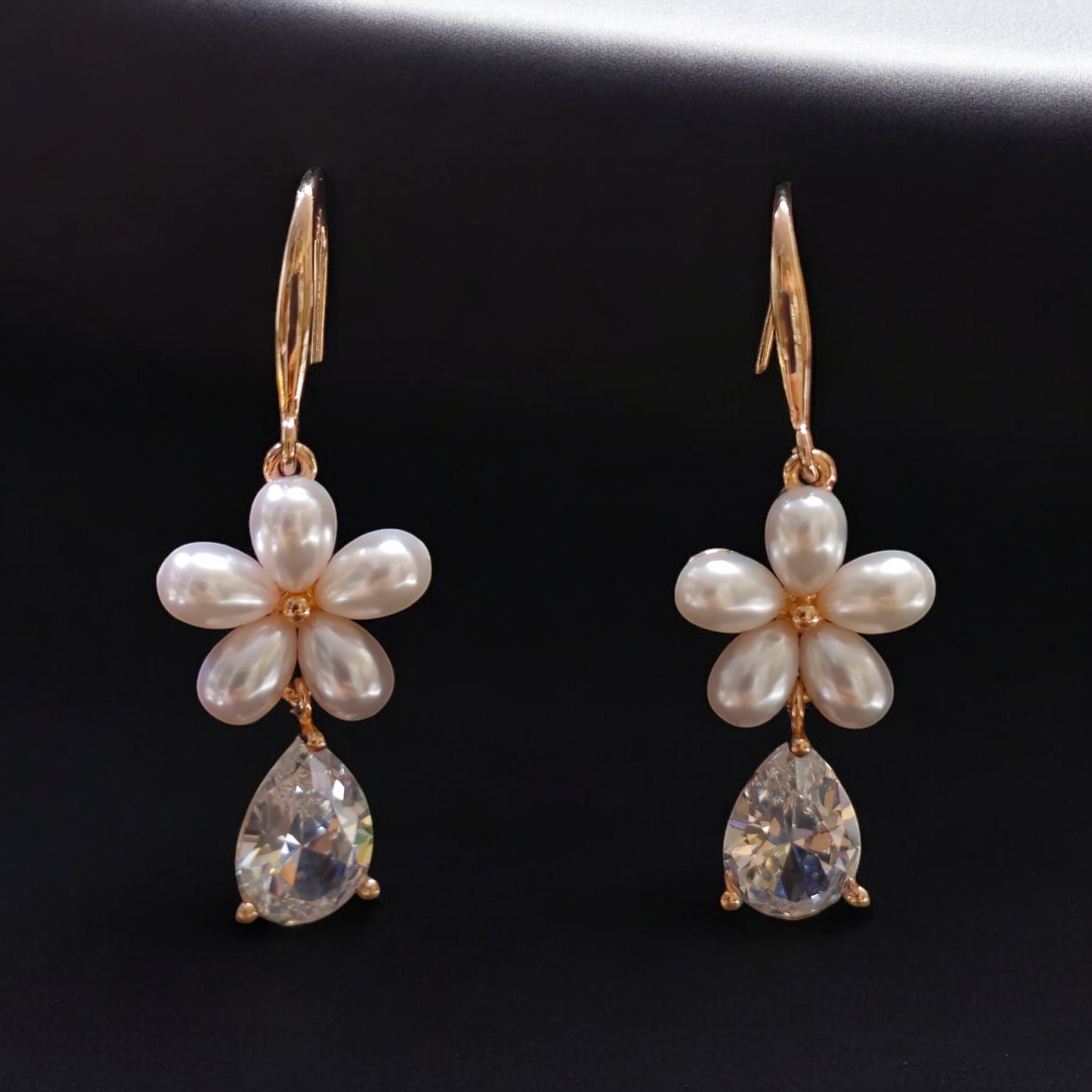 FW Rosegold Plated Pearl Dangling Earring